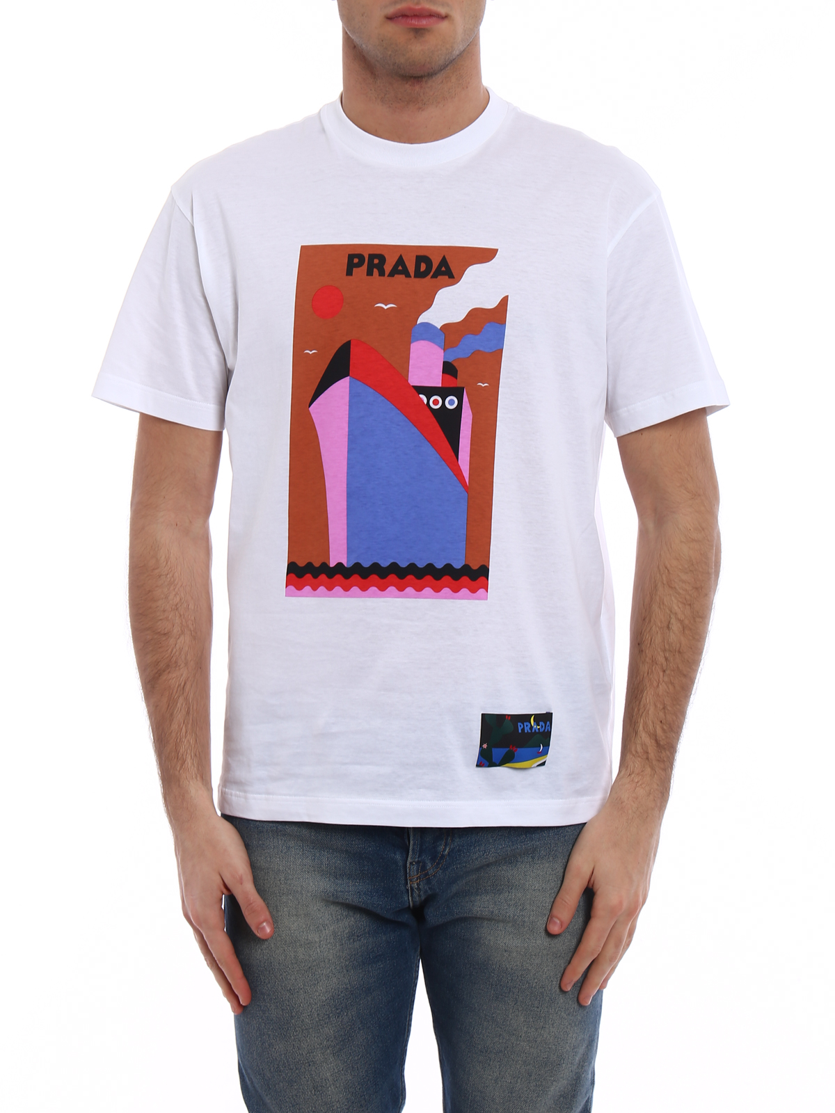 T-shirts Prada - Ship print jersey T-shirt - UJN3991QGAF0009 