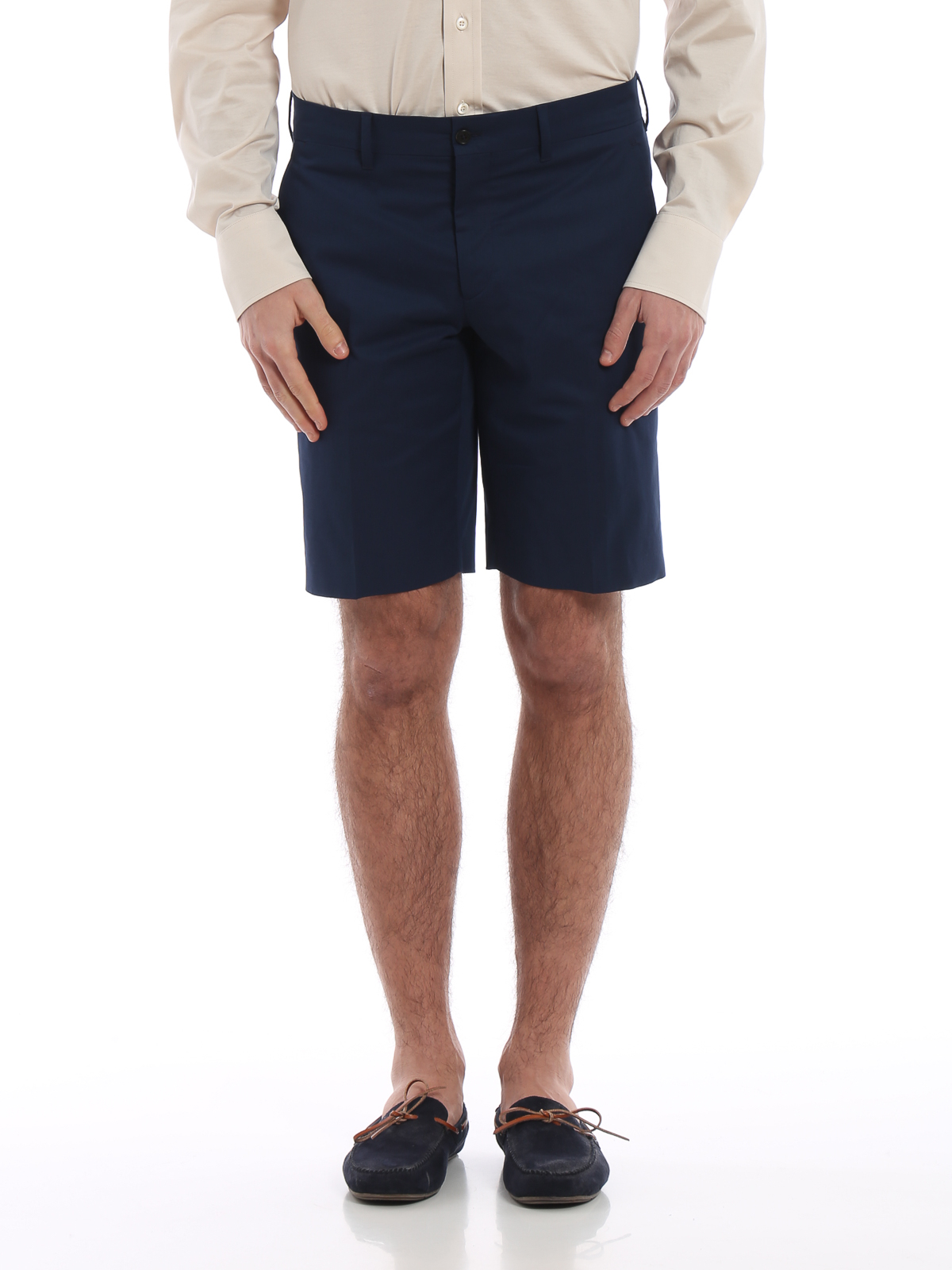 Trousers Shorts Prada - Blue cotton poplin short trousers - SPE22CCK216