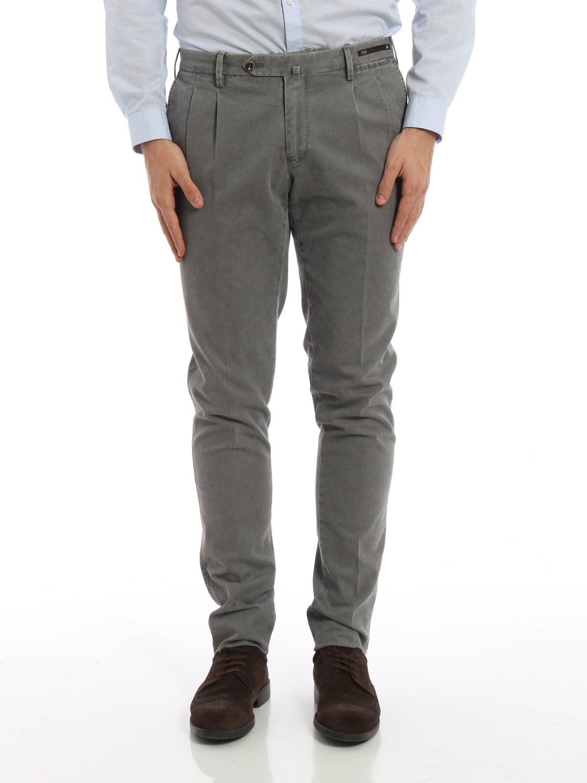 Pt Torino - Slim fit cotton drill trousers - casual trousers - D521TU450230