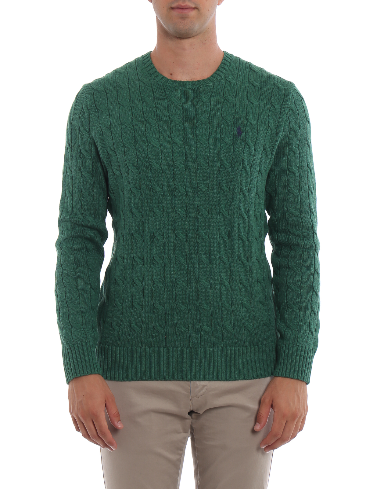 necks Ralph - Green braided crew sweater - 710702613006