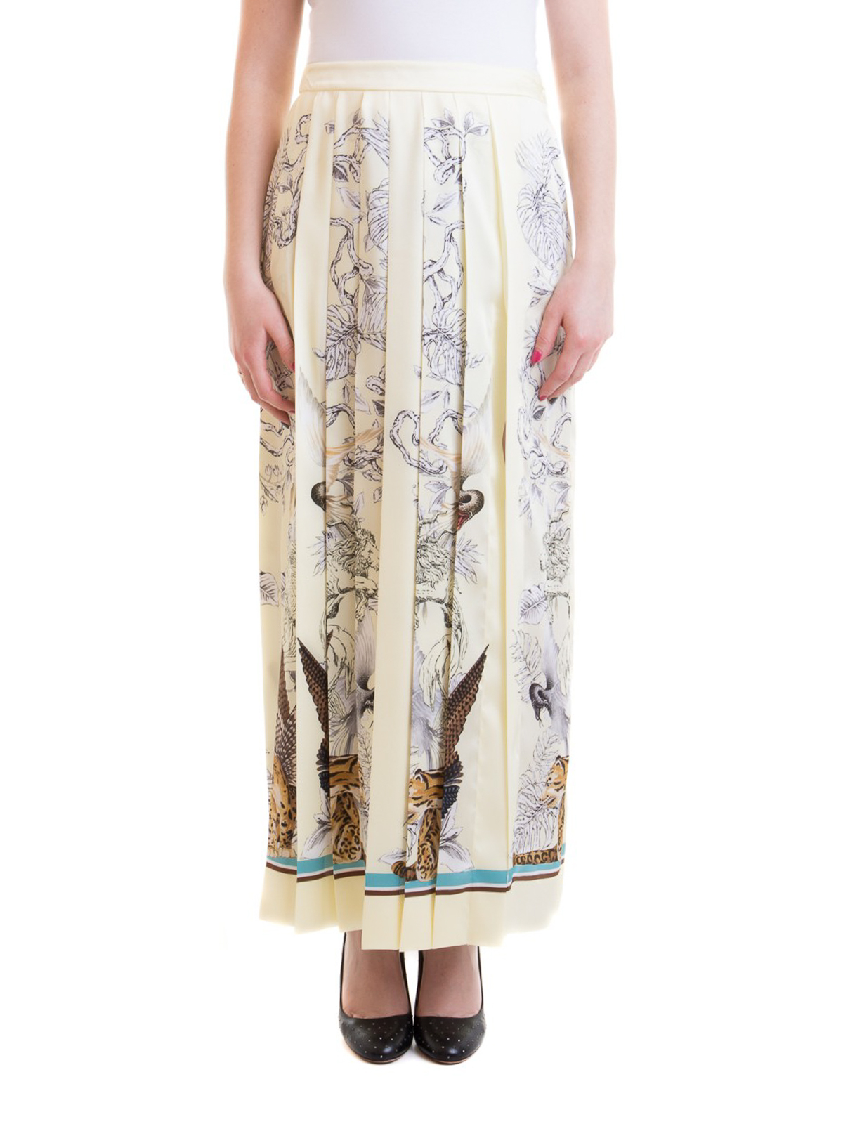 Roberto Cavalli - Hybrid Animals print pleated skirt - Long skirts ...