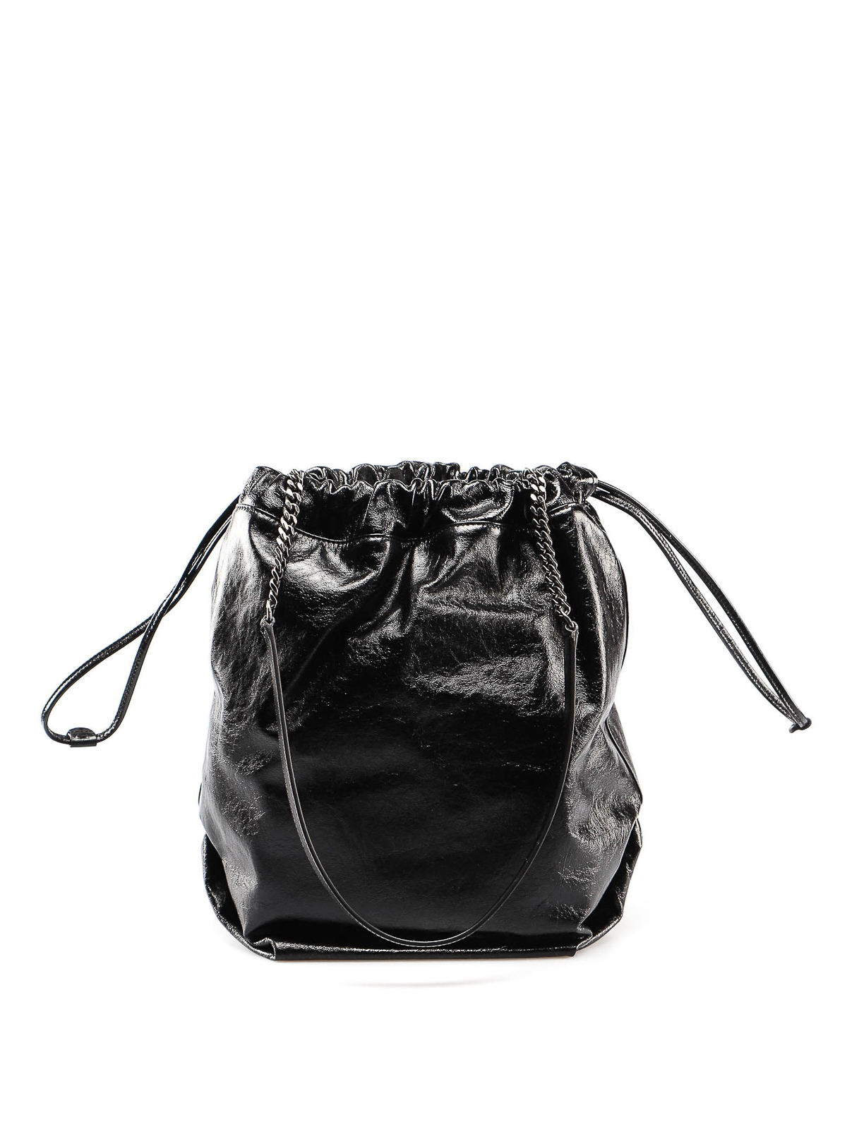 Bucket Bags Saint Laurent Teddy Wrinkled Effect Leather Bucket Bag 53844701s0d1000