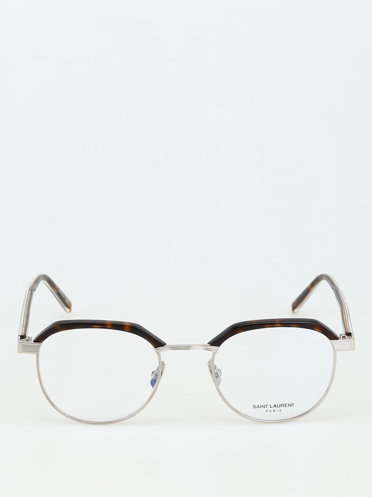 Glasses Saint Laurent - Metal and havana acetate eyeglasses - SL124005