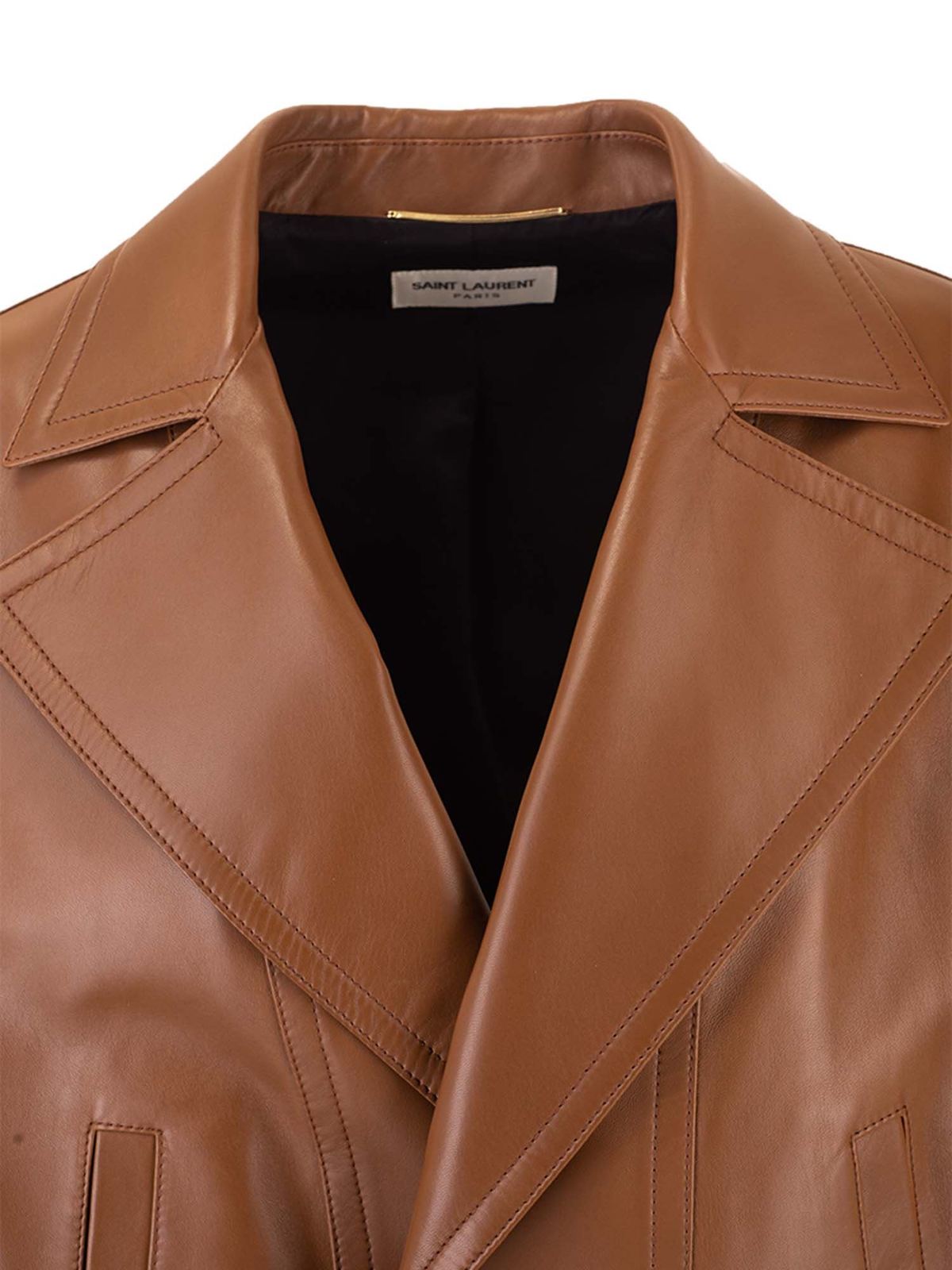 saint laurent brown leather jacket