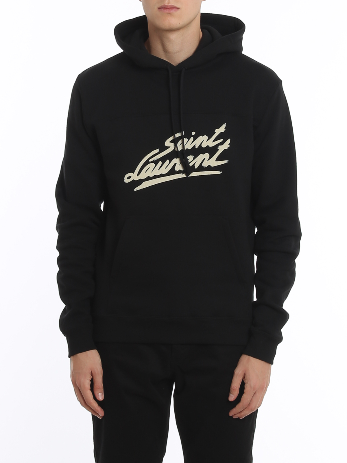 Saint laurent outlet logo print hoodie