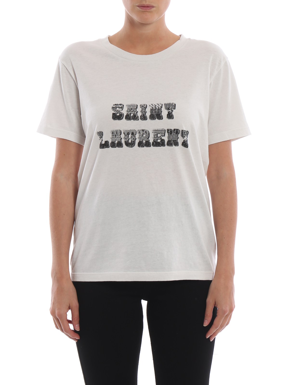 正規品新品☆Saint Laurent☆ロゴコットン半袖Tシャツ☆XL☆ホワイト