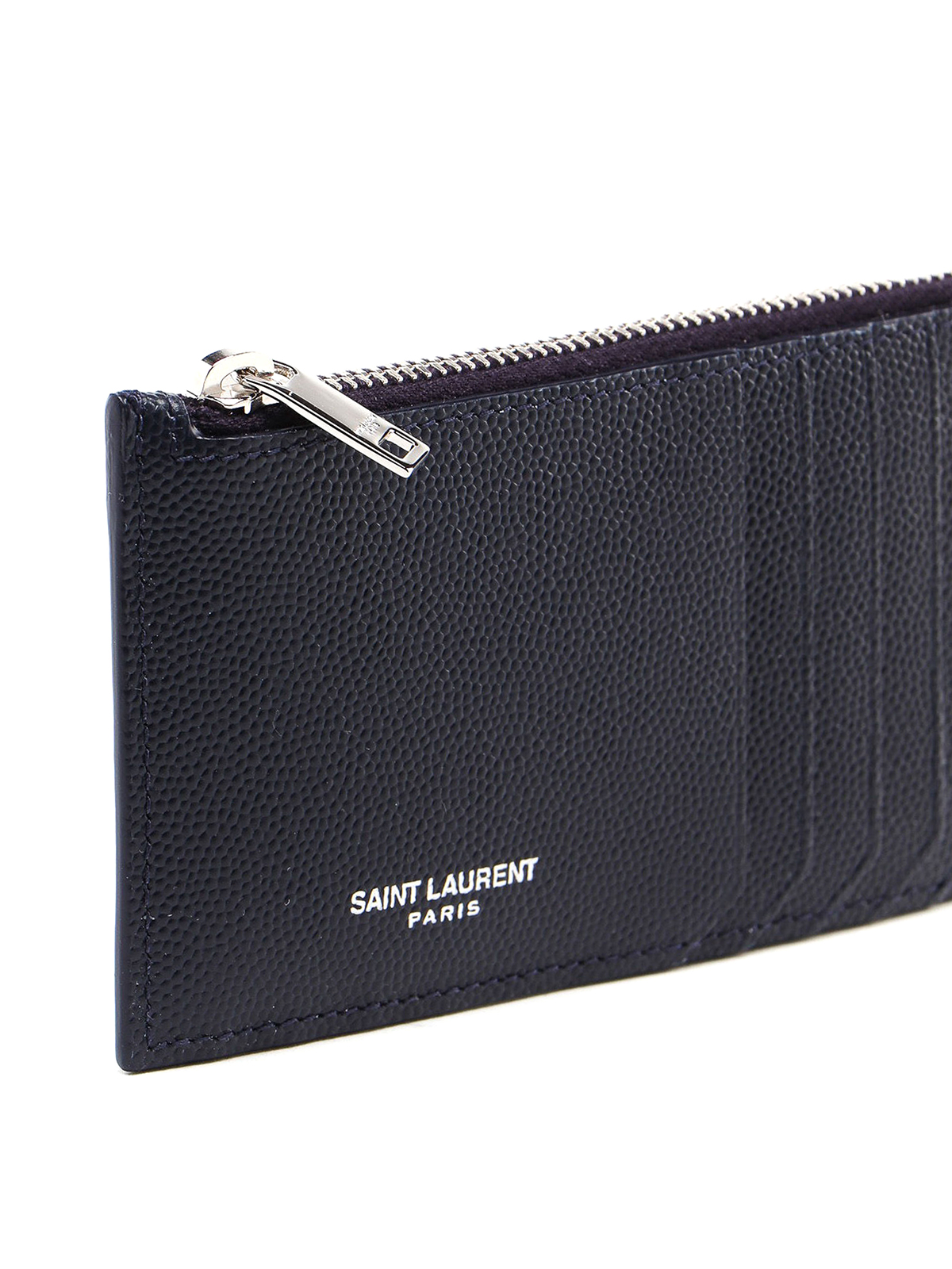 ysl grained leather card holder