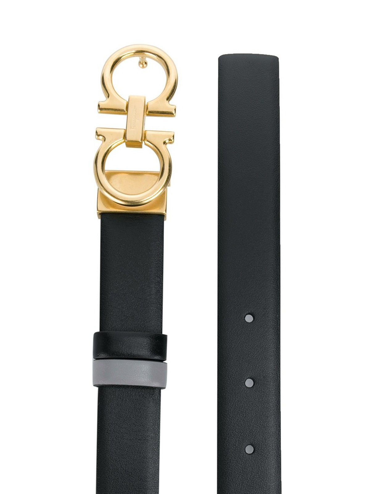 Belts Salvatore Ferragamo - Black and grey leather reversible belt 