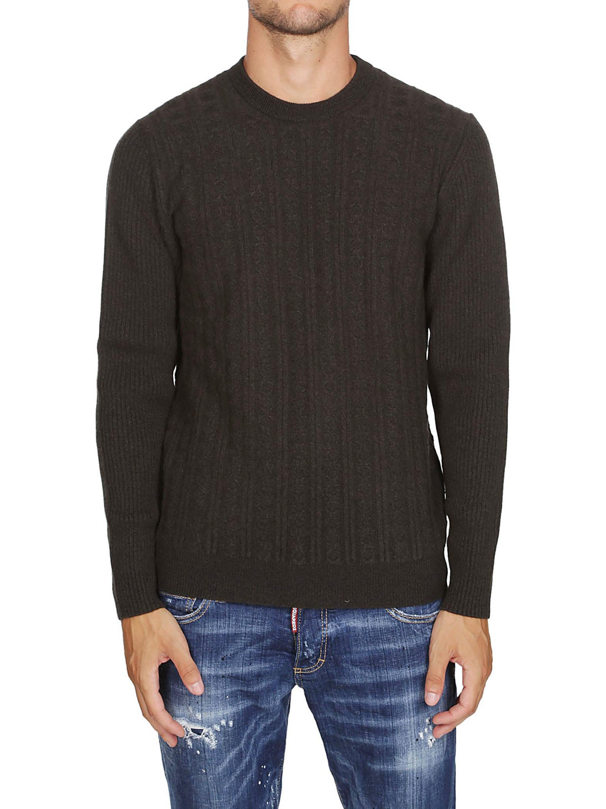 Crew necks Salvatore Ferragamo - Rib knitted cashmere and cotton ...