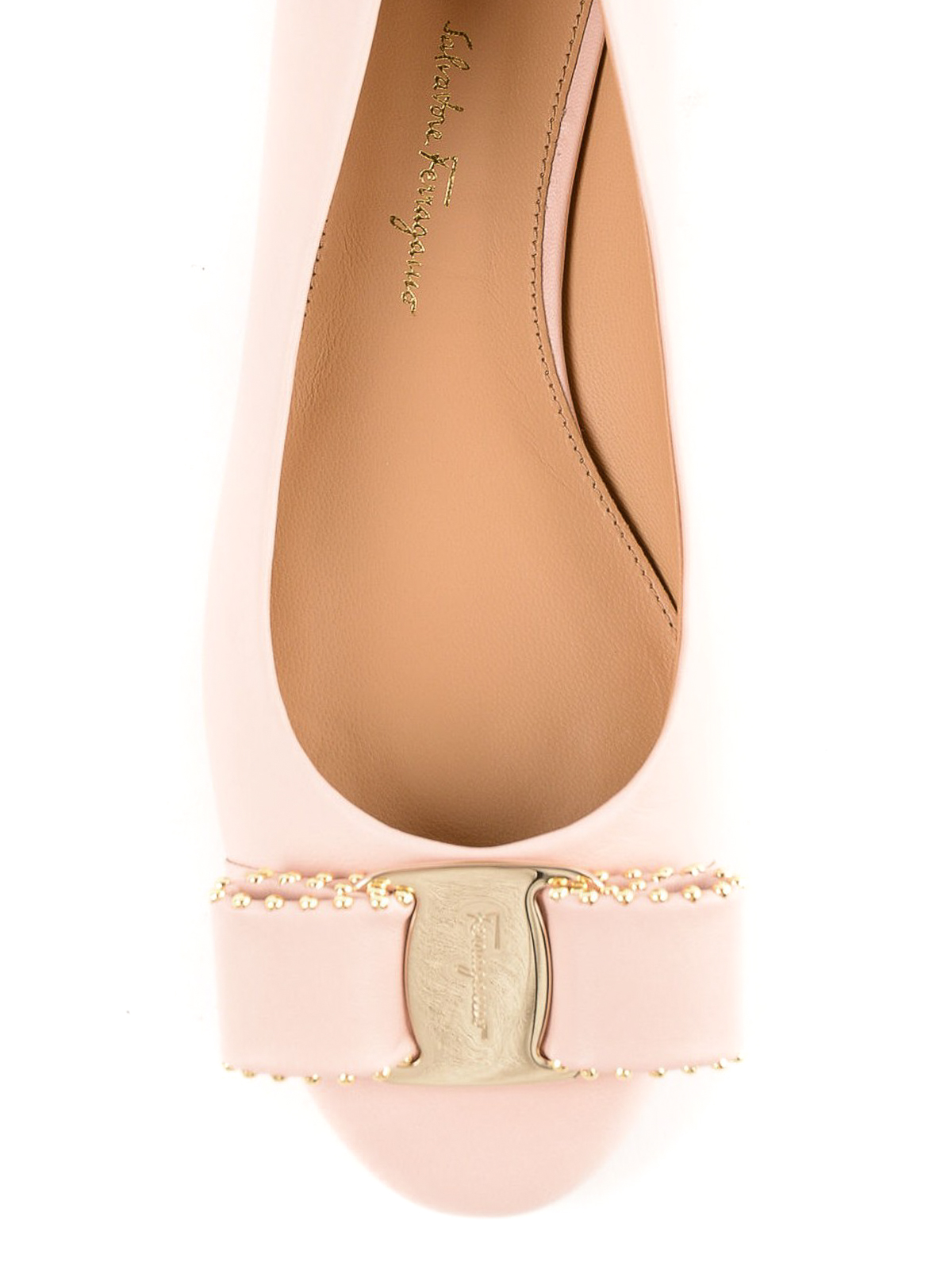 Flat shoes Salvatore Ferragamo - Varina studded light pink 