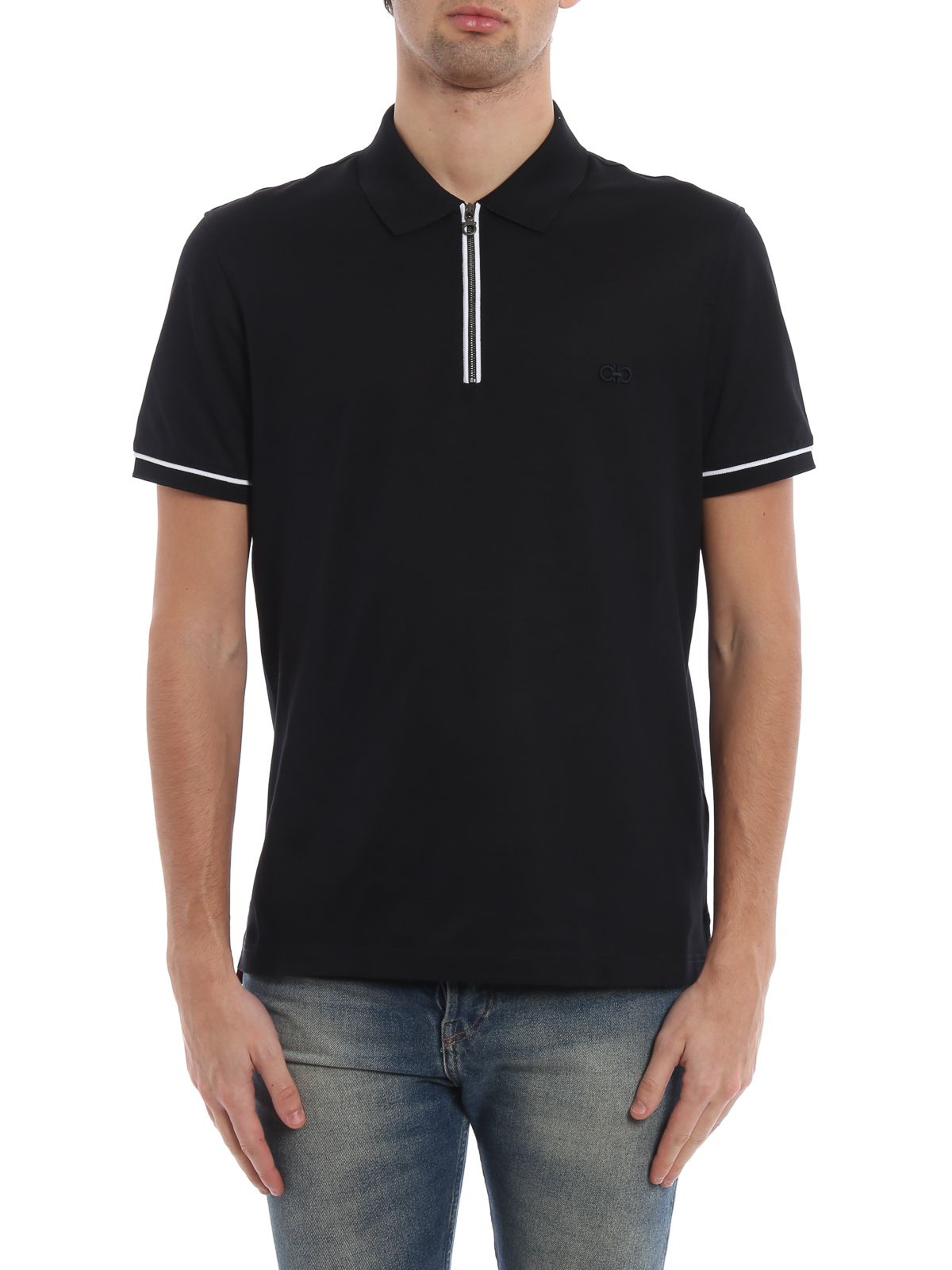 Ferragamo logo-print zip-up Polo Shirt - Farfetch