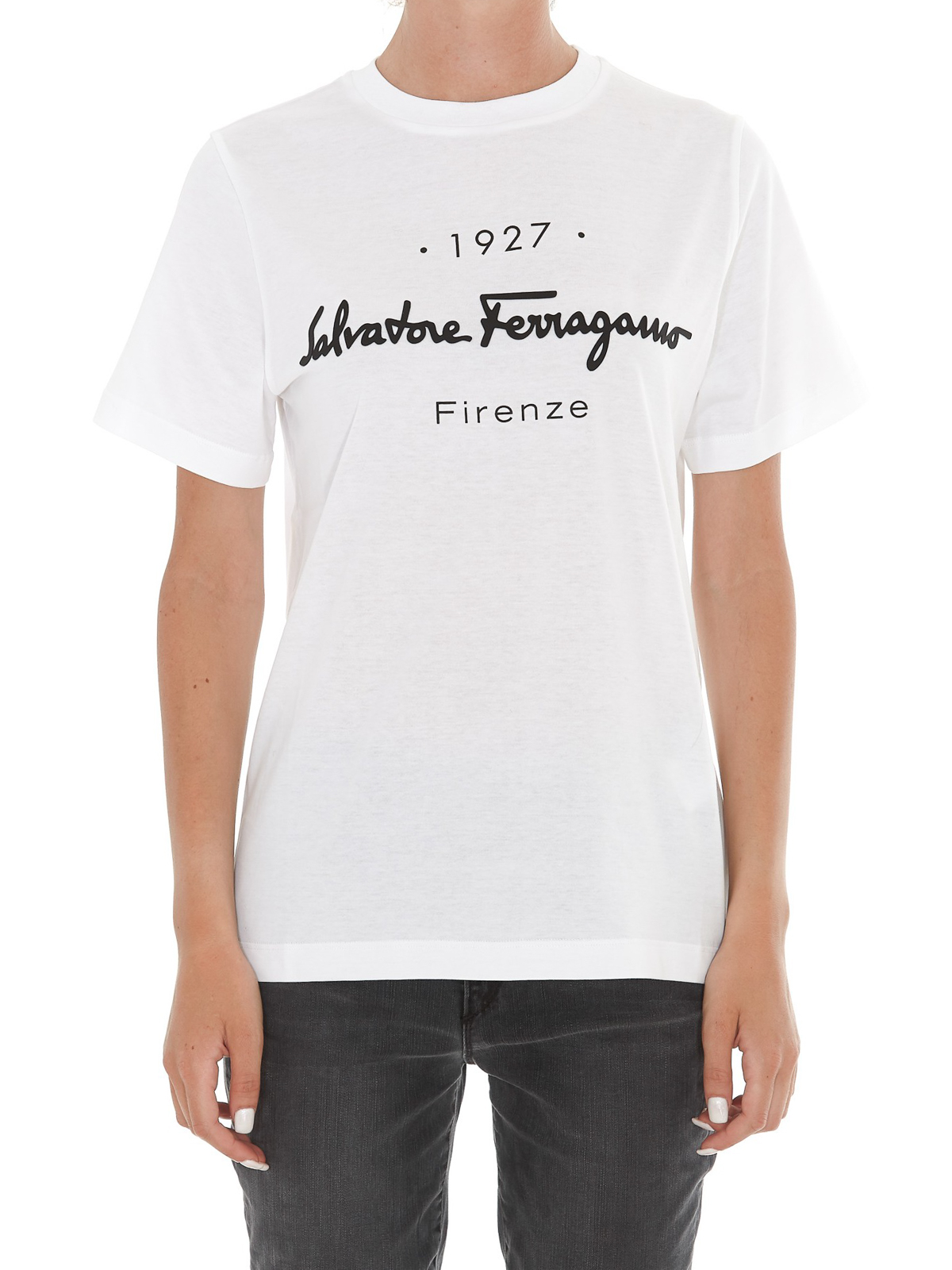 T-shirts Salvatore Ferragamo - Logo print white T-shirt - 11C466722283