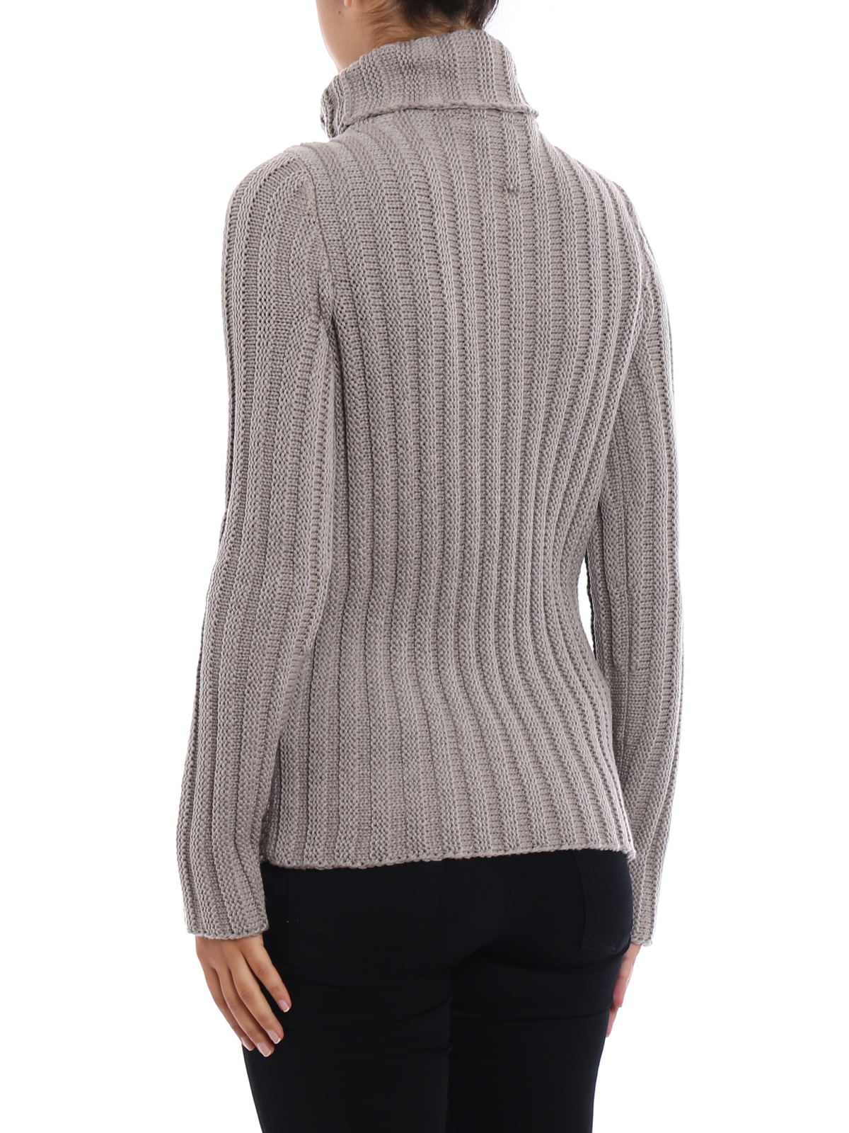 Leather and wool ribbed sweater 