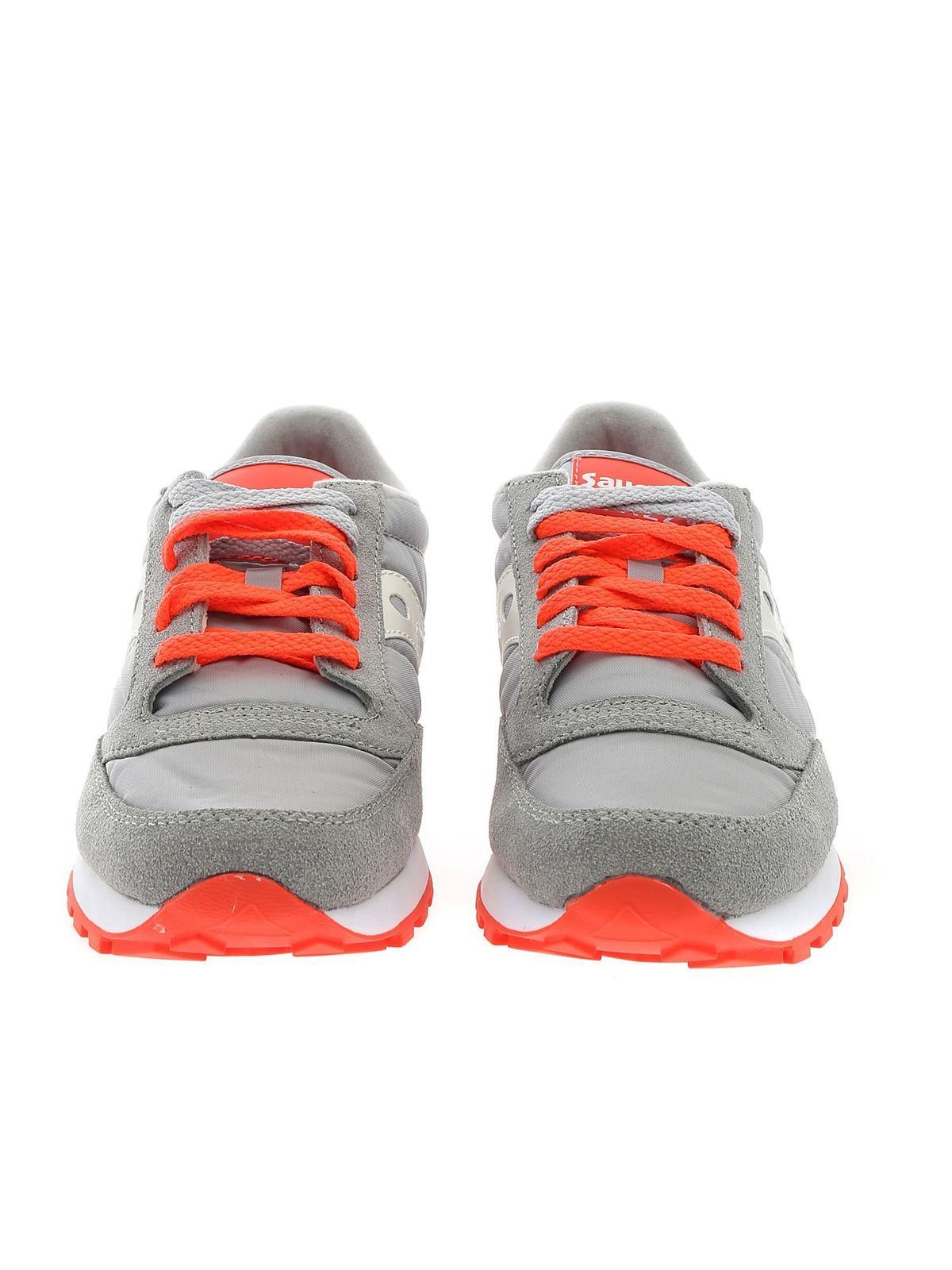 grey and orange trainers