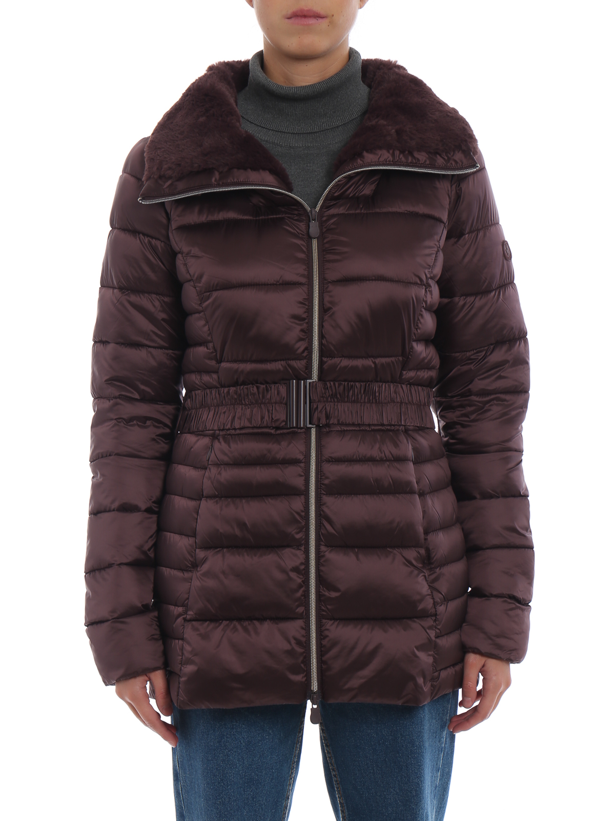 maroon padded coat