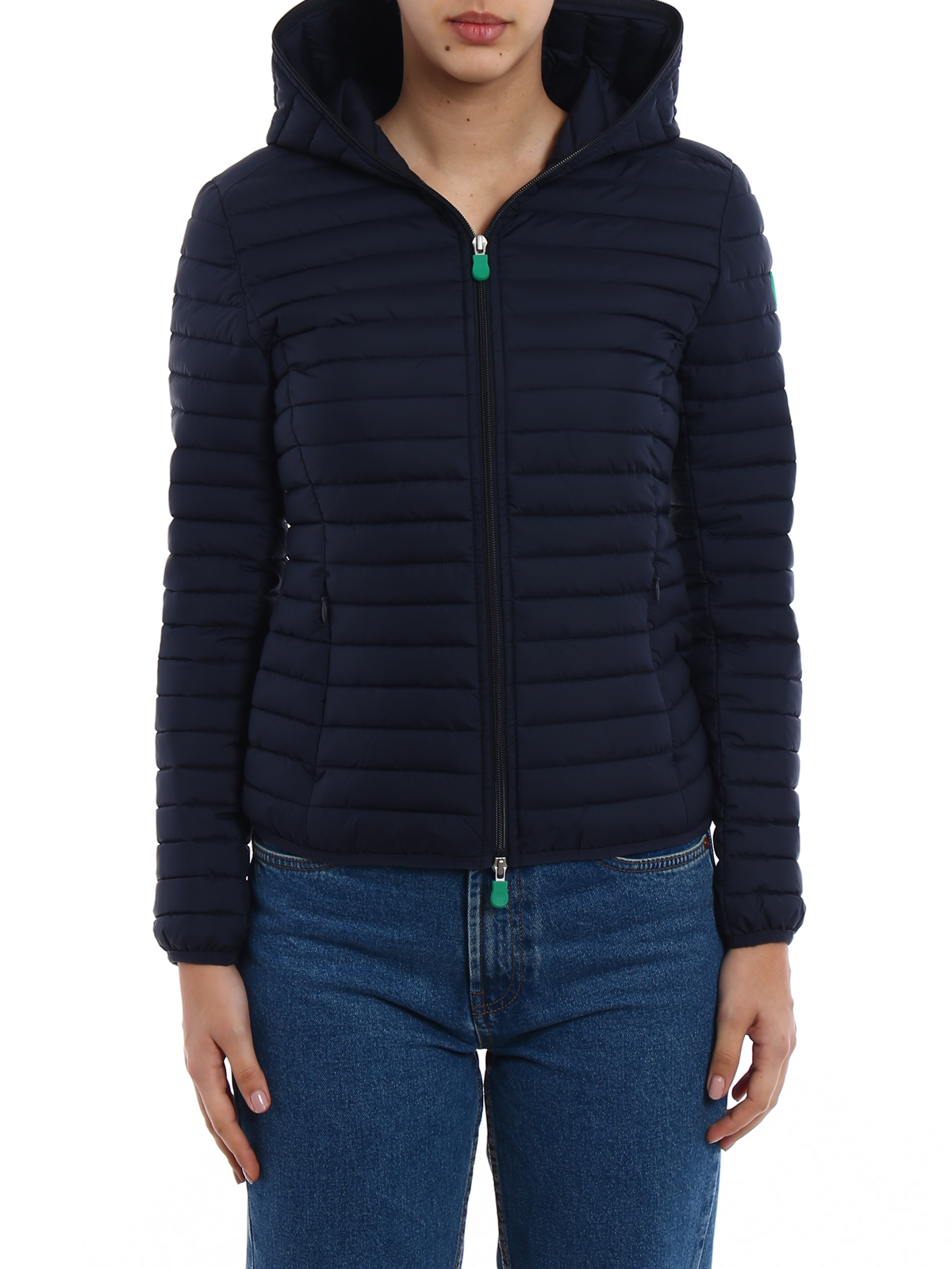 dark blue puffer jacket