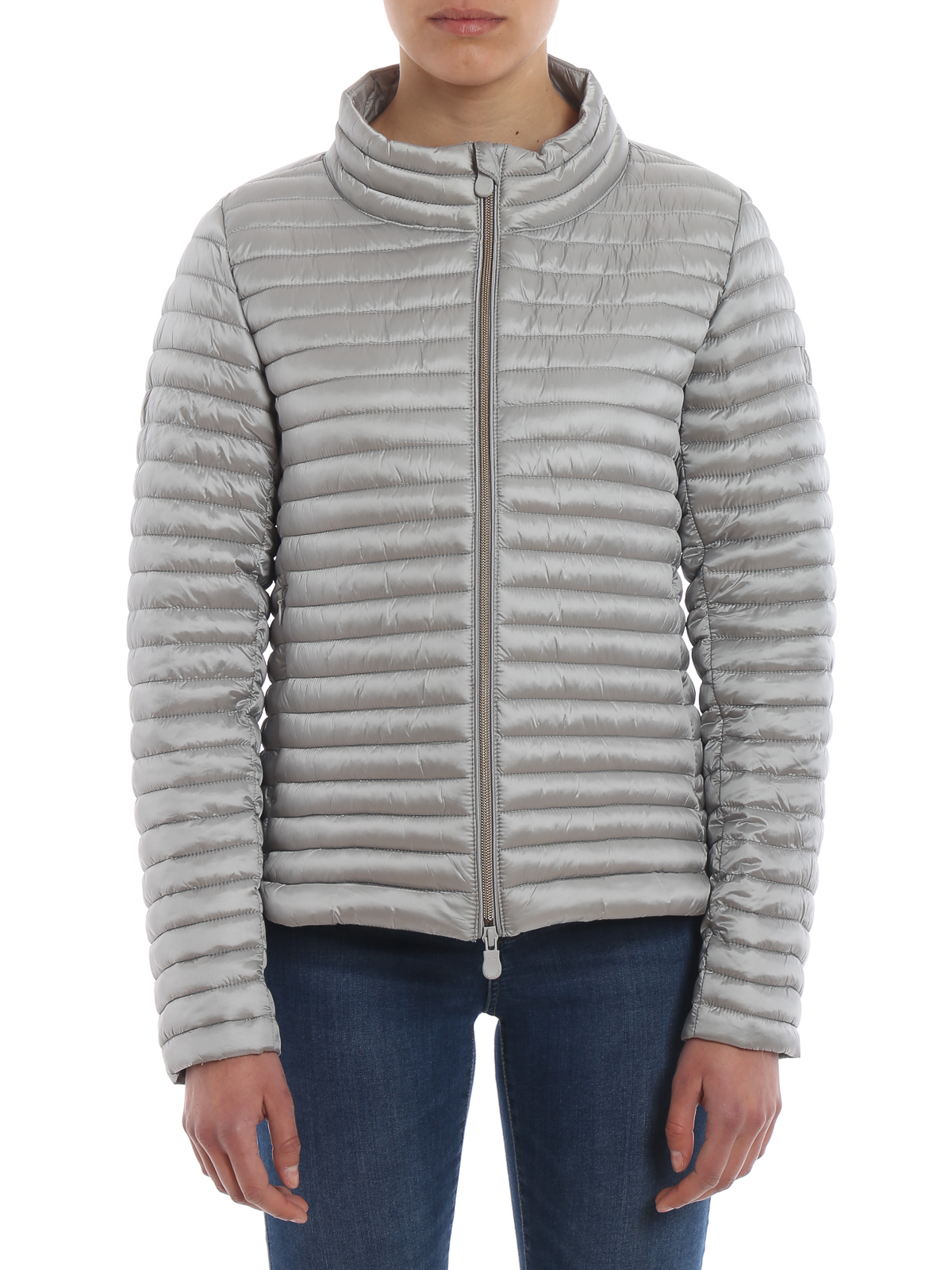 silver grey puffer coat