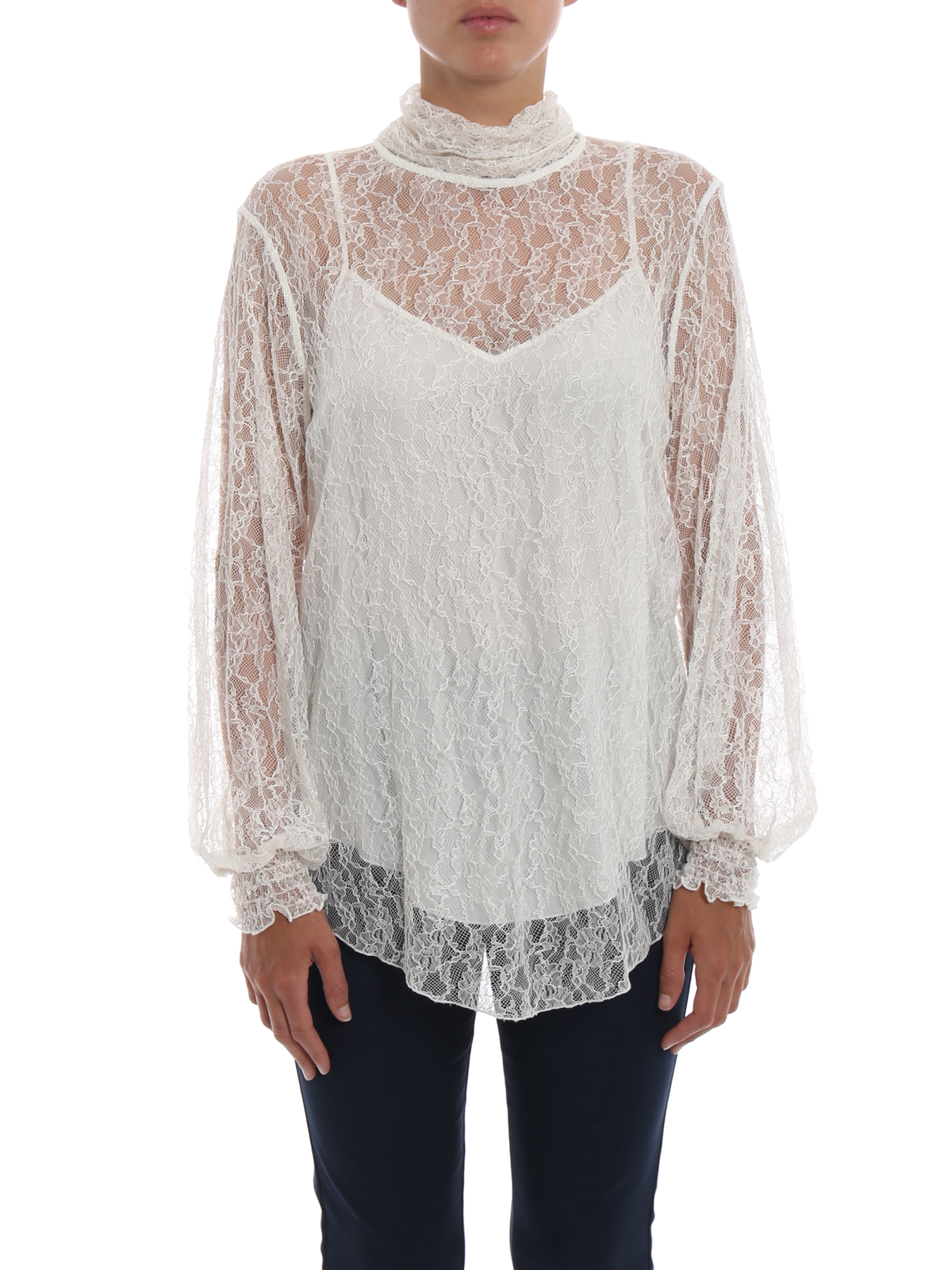 See by Chloé - White long sleeve lace blouse - blouses - S18AHT25036110