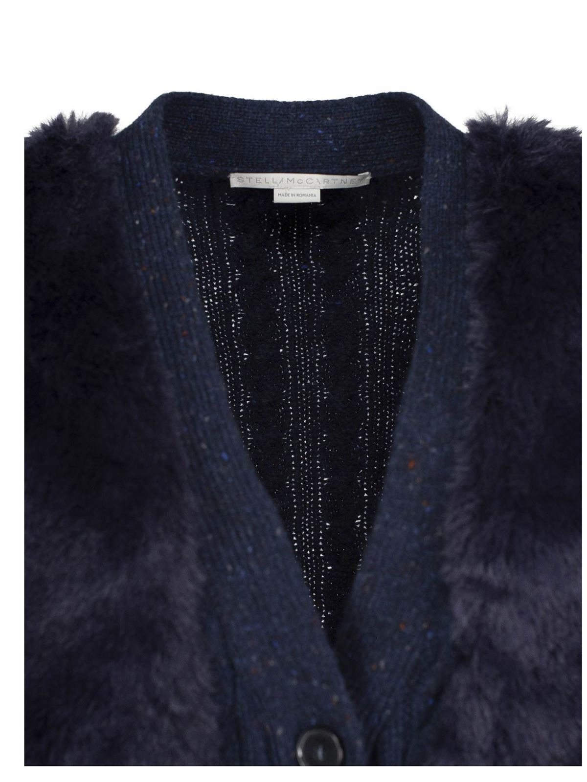 Cardigans Stella Mccartney - Faux fur insert cardigan in blue