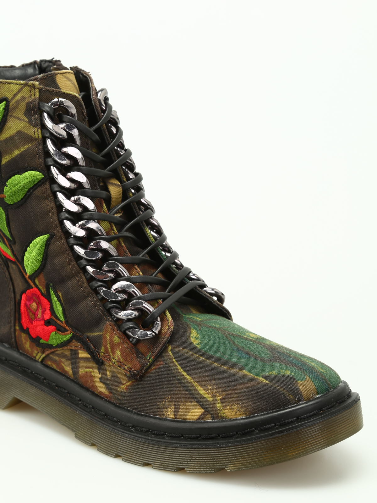 Punkster embroidered combat boots 