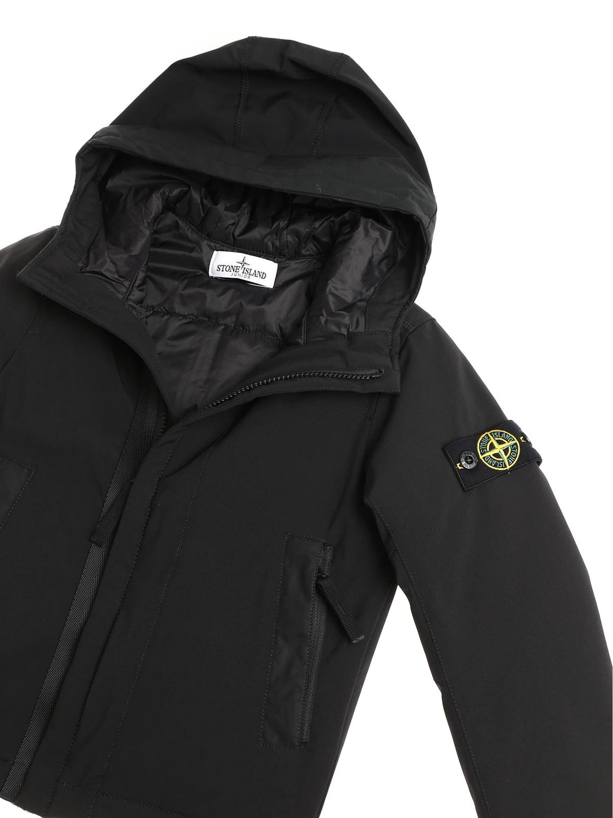 Stone Island Junior - Black padded jacket with logo - casual jackets