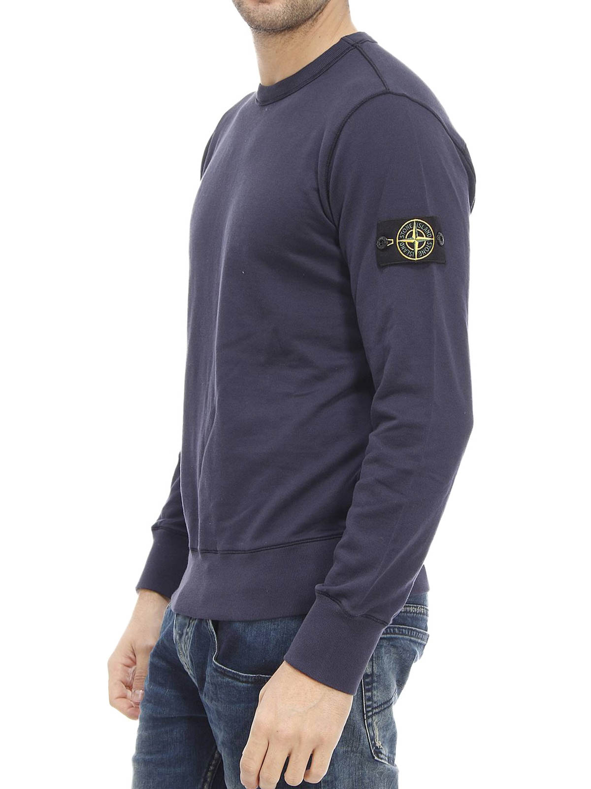 stone island cotton fleece crewneck sweatshirt