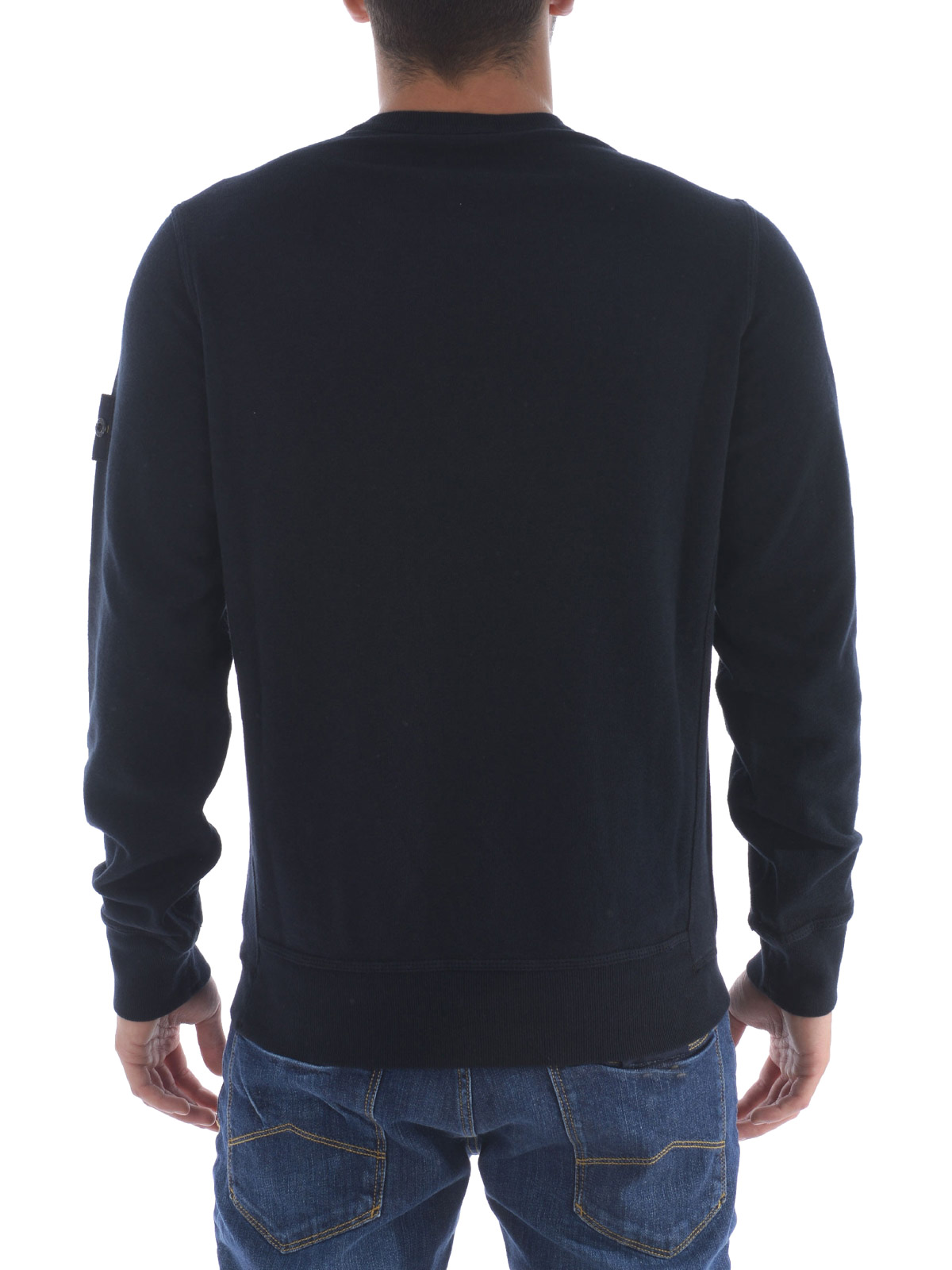 Stone Island - Dark blue faded cotton sweatshirt - Sweatshirts ...