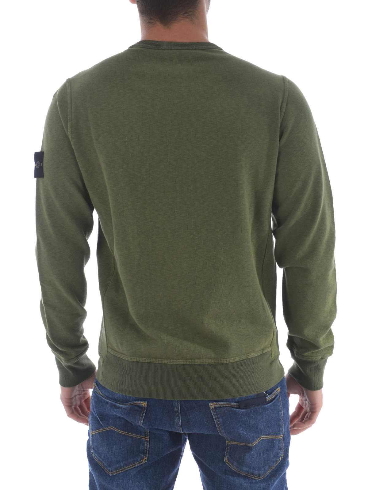 Sweatshirts & Sweaters Stone Island - Green faded cotton sweatshirt ...
