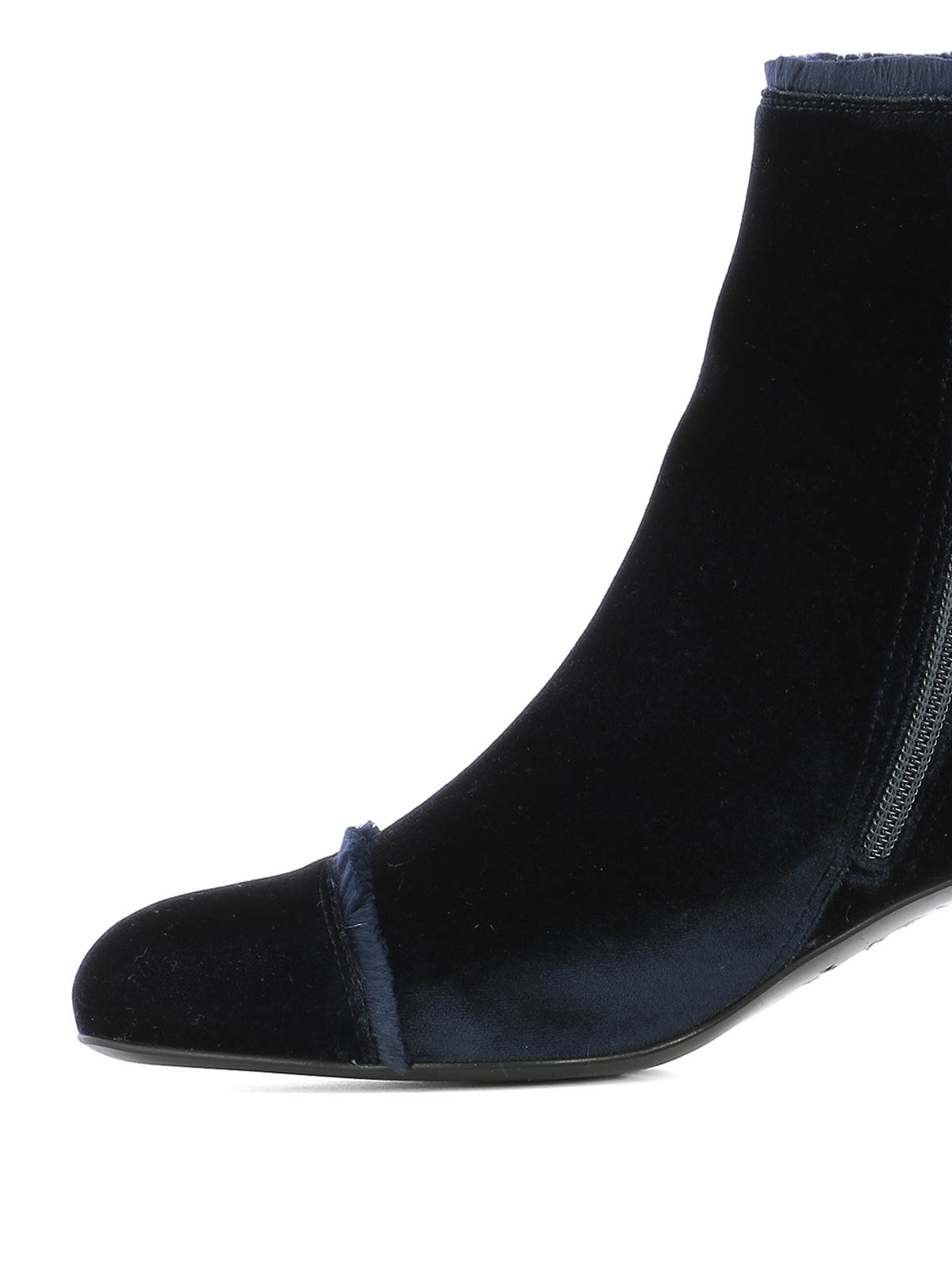 Onthefringe blue velvet ankle boots 
