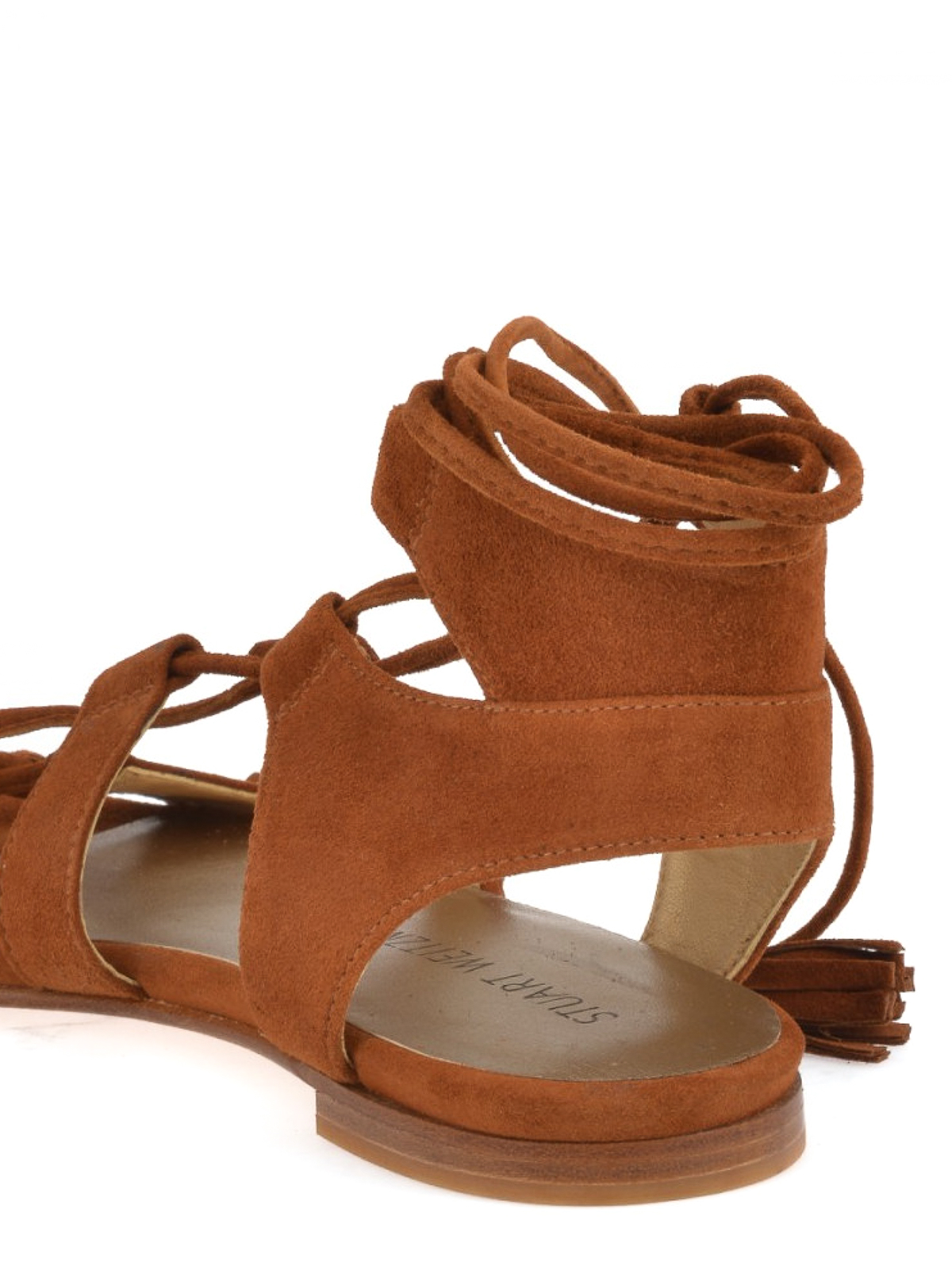 red suede flat sandals