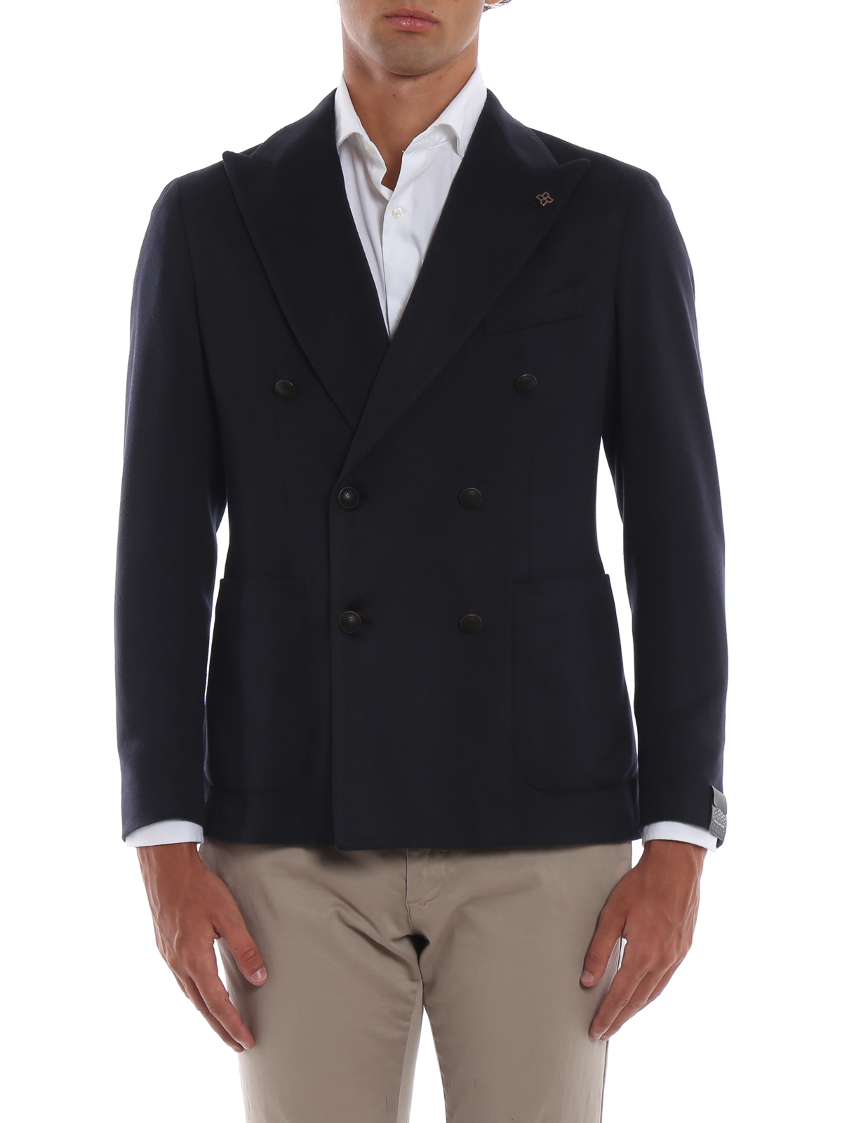 Blazers Tagliatore - Navy blue camel hair double-breasted blazer