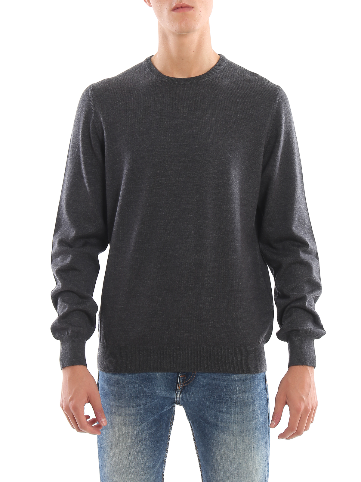 Crew necks Tagliatore - Dark grey worsted wool sweater - MARLEY567GSI190298