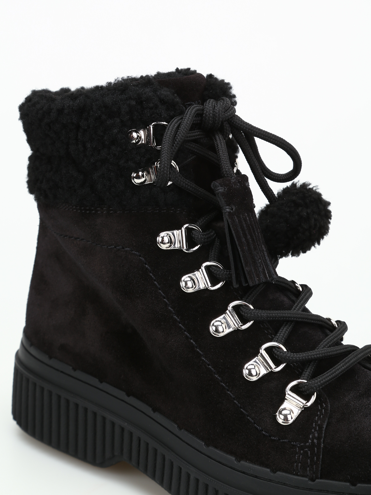 Black suede and shearling booties 