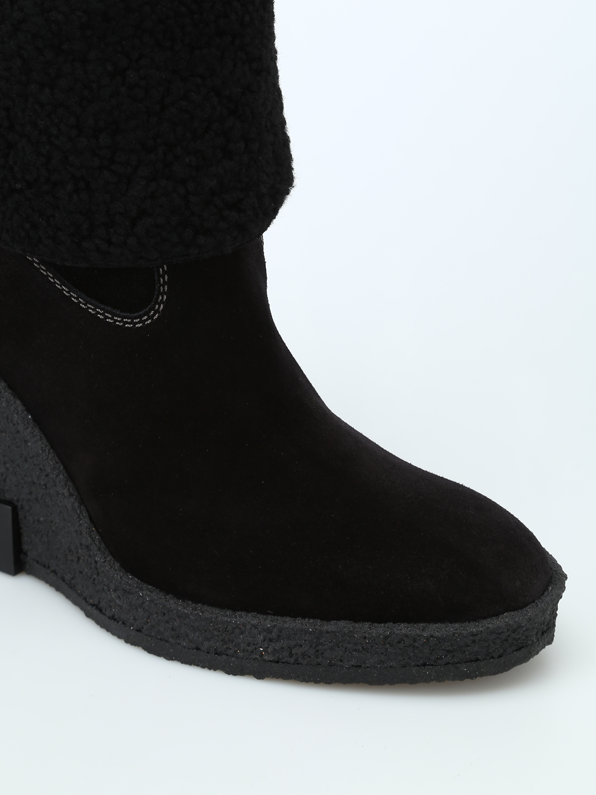 black suede wedges ankle boots