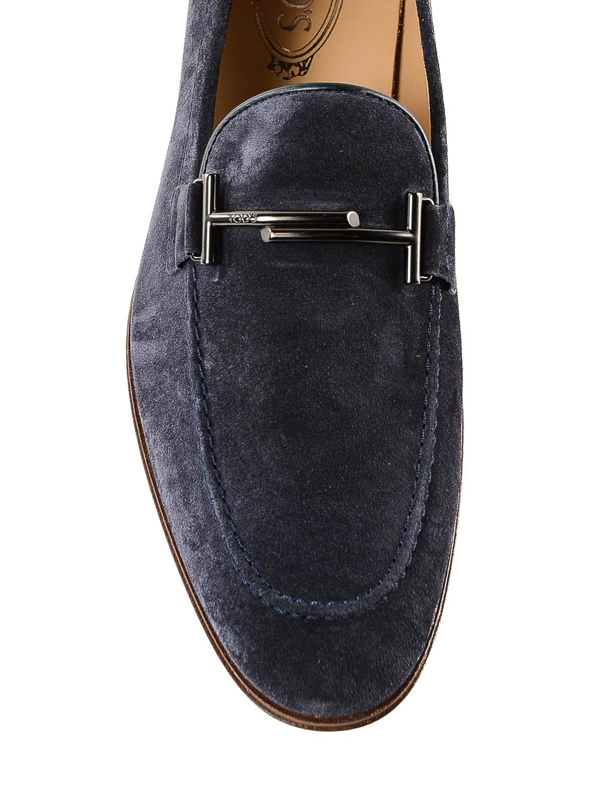 Double T dark blue suede loafers 