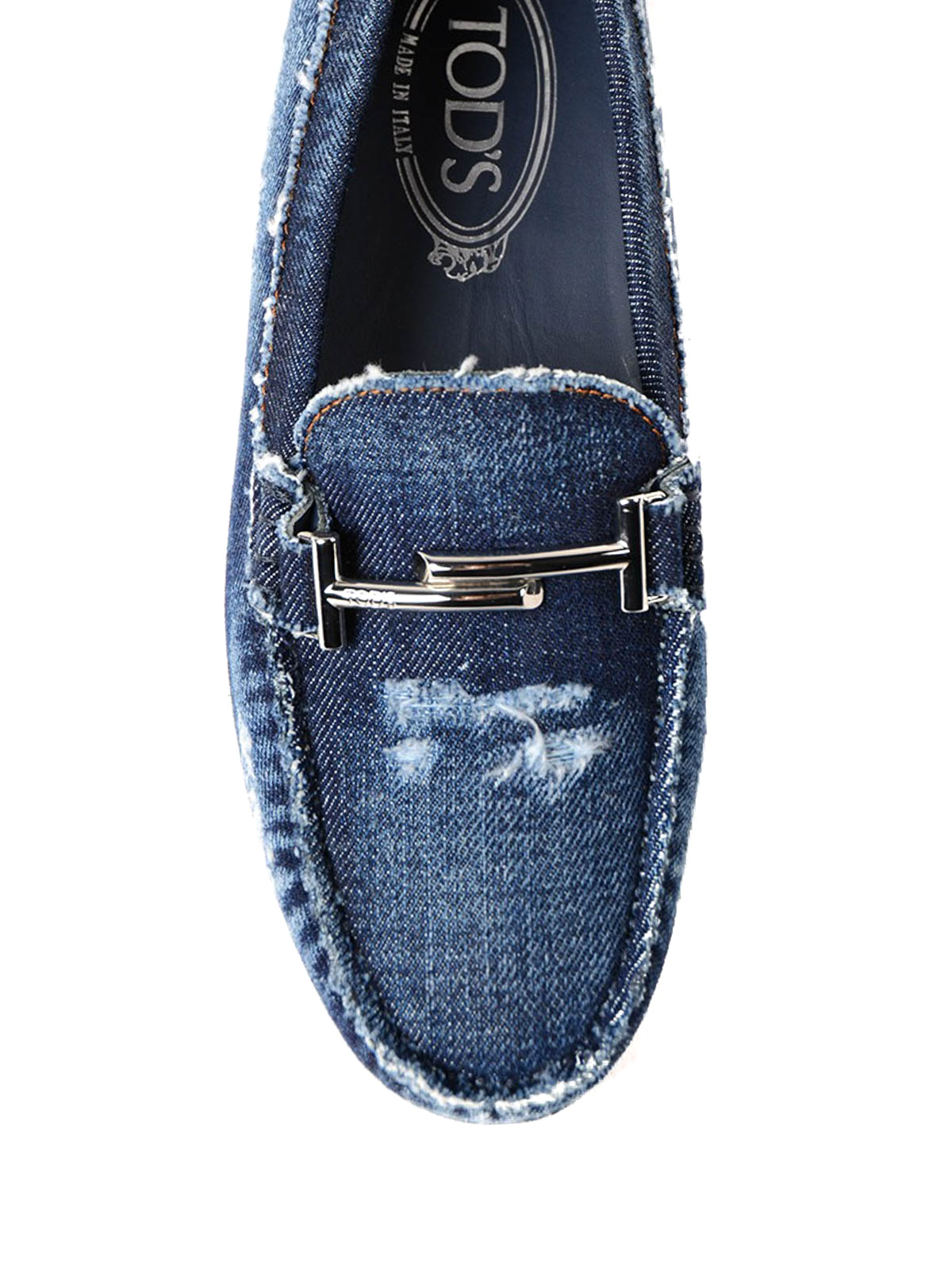Tod'S - Double T worn out denim loafers 