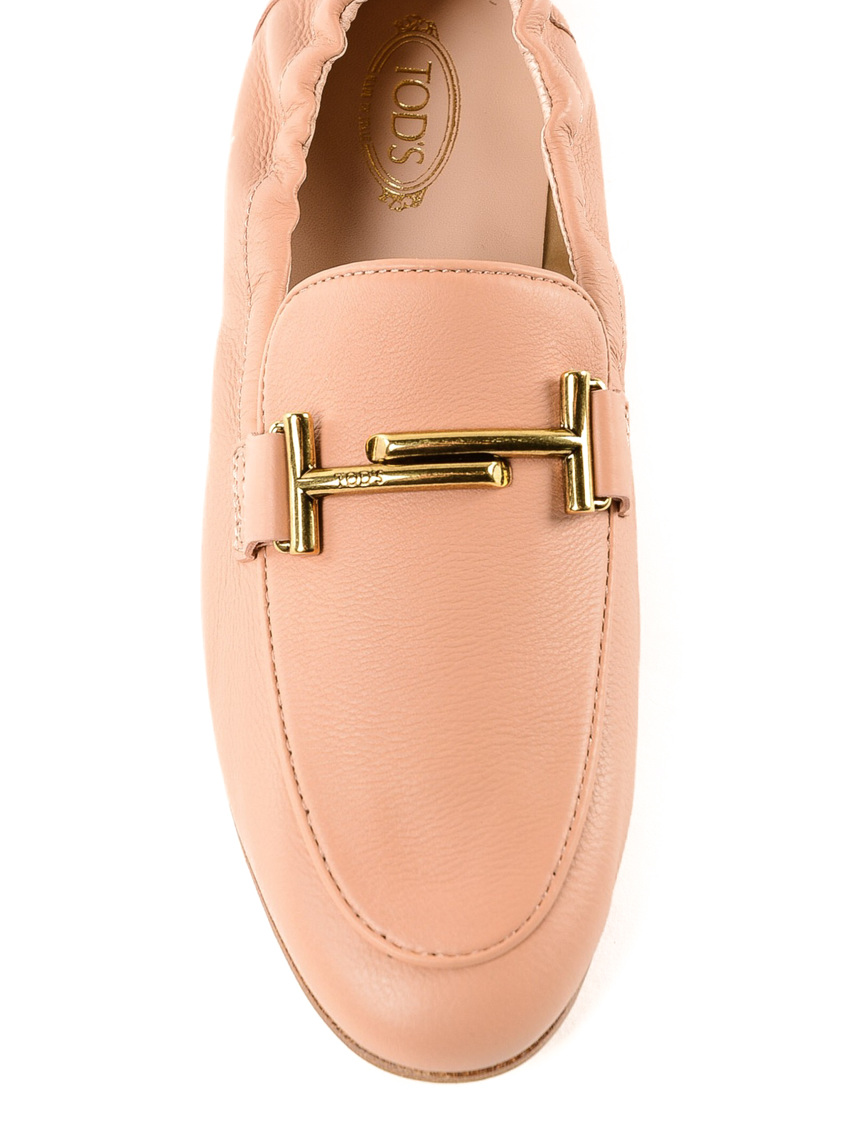 & Slippers Tod's - Light pink Double T leather loafers - XXW79A0X010NGLM018