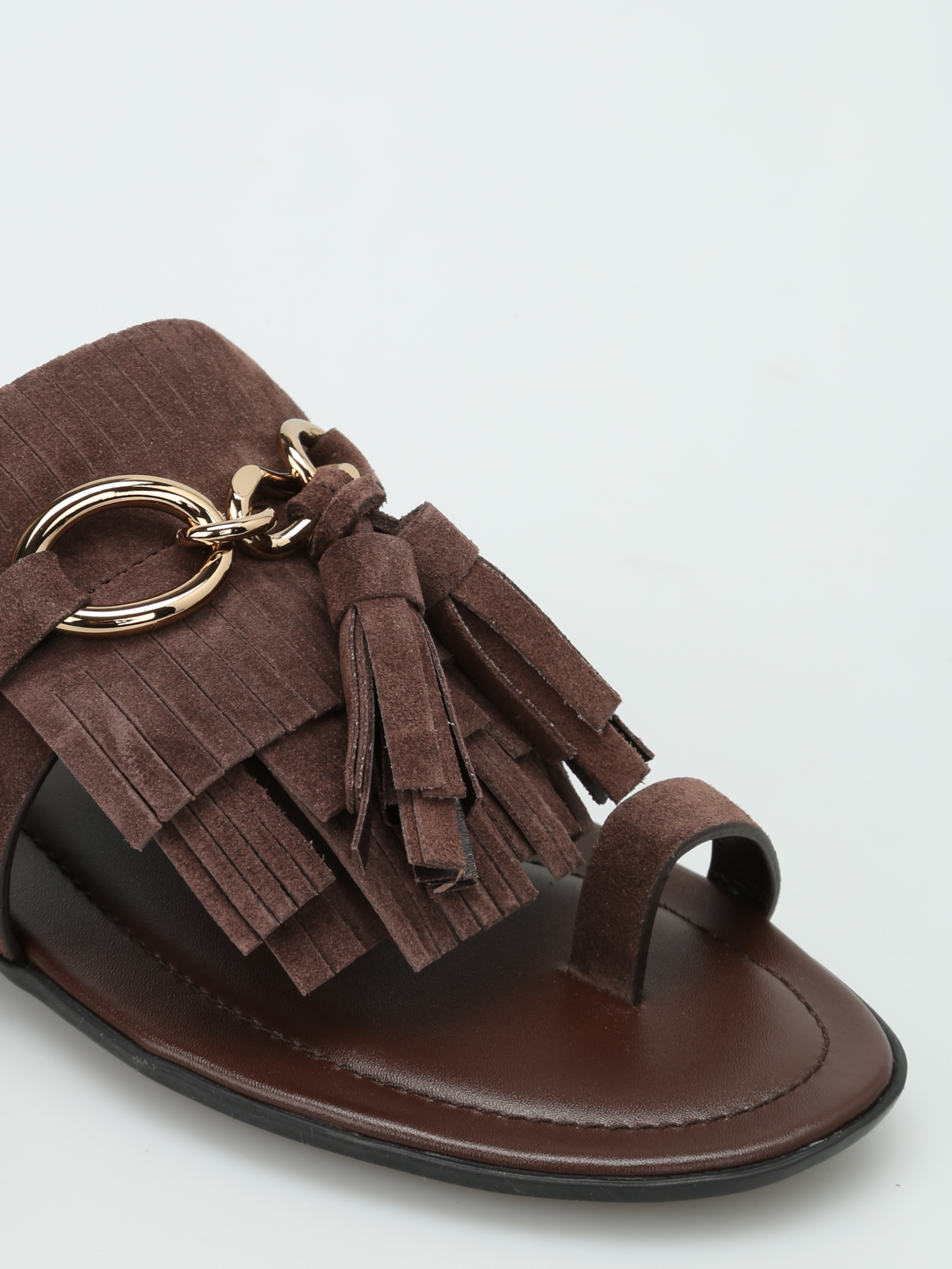 zout Huisje Toegeven Sandals Tod'S - Fringed suede flat thong sandals - XXW0OV0T580LCAS802