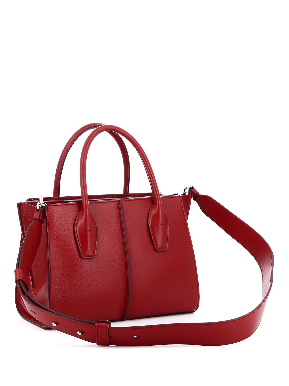 TOD'S: shopping bag in leather with shoulder strap - Orange | Tod's ...