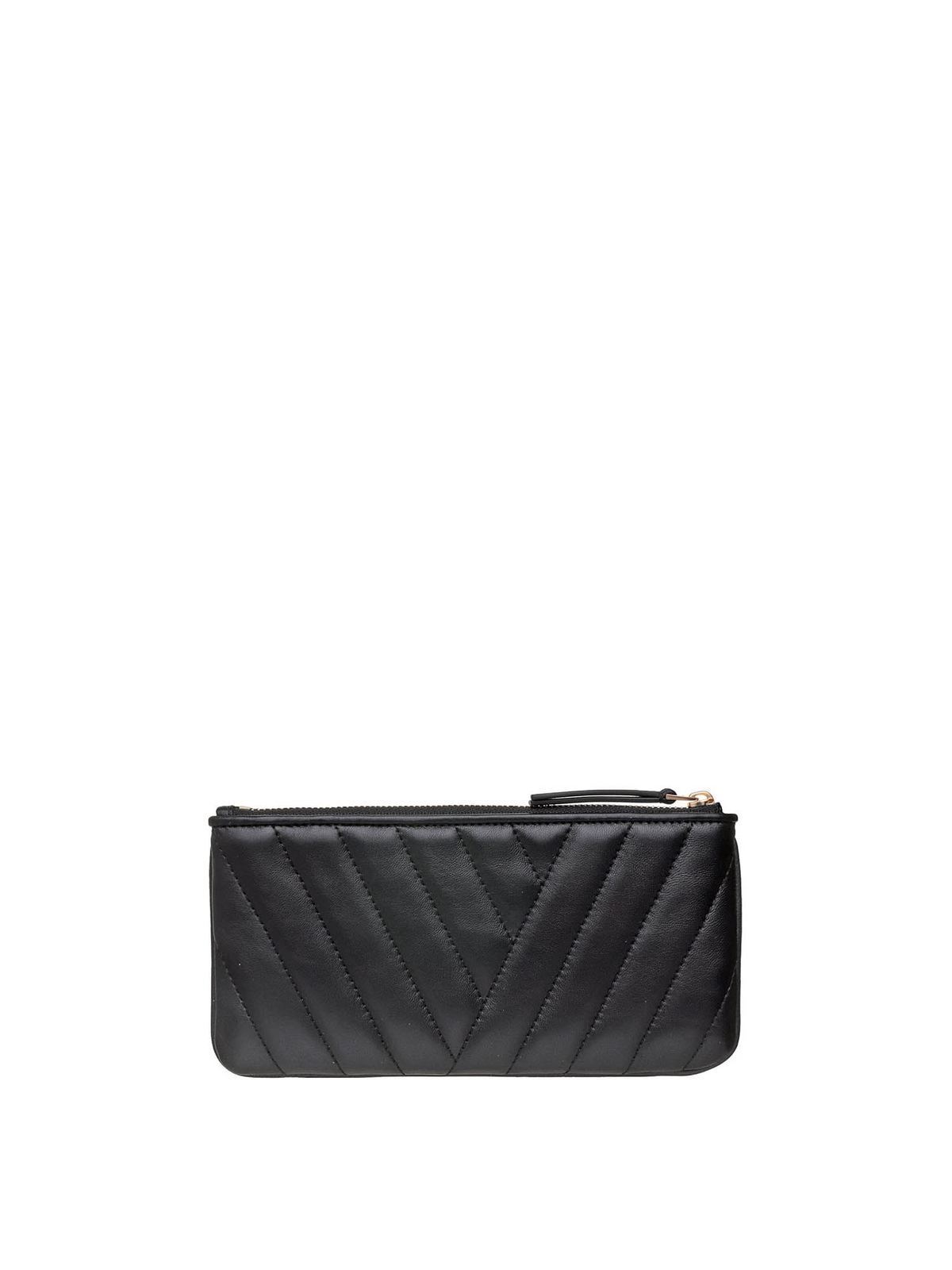 Clutches Tory Burch - Matelassé leather Kira pouch in black - 75602001