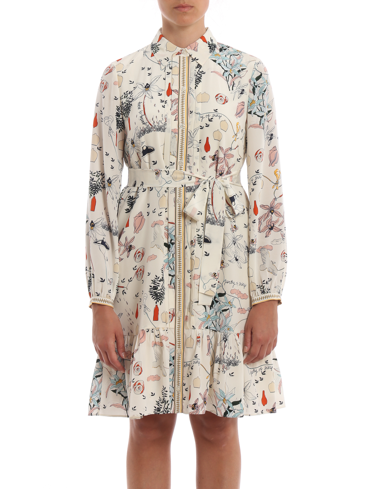 Knee length dresses Tory Burch - Cora floral print silk shirt 