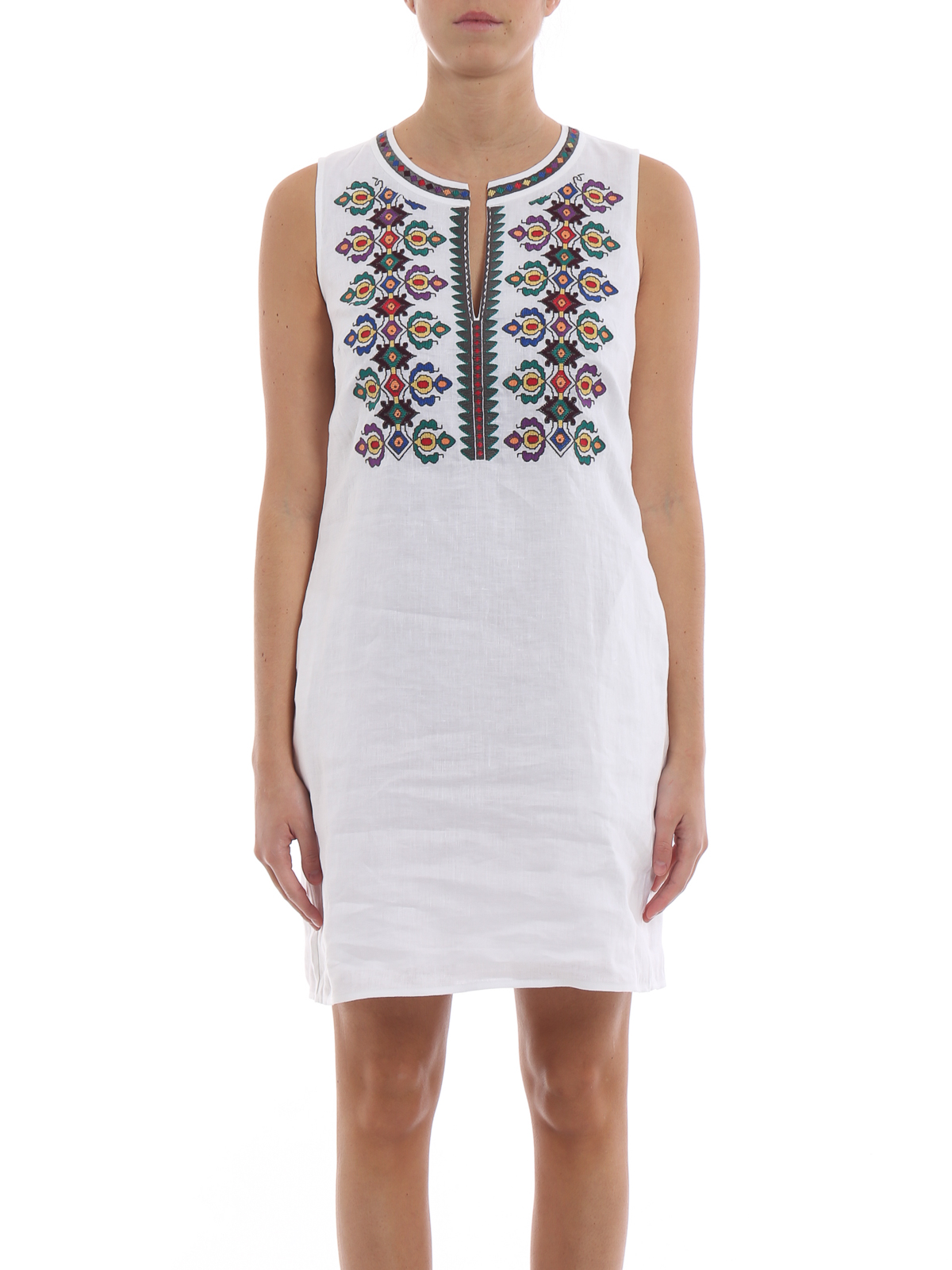 embroidered sleeveless dress