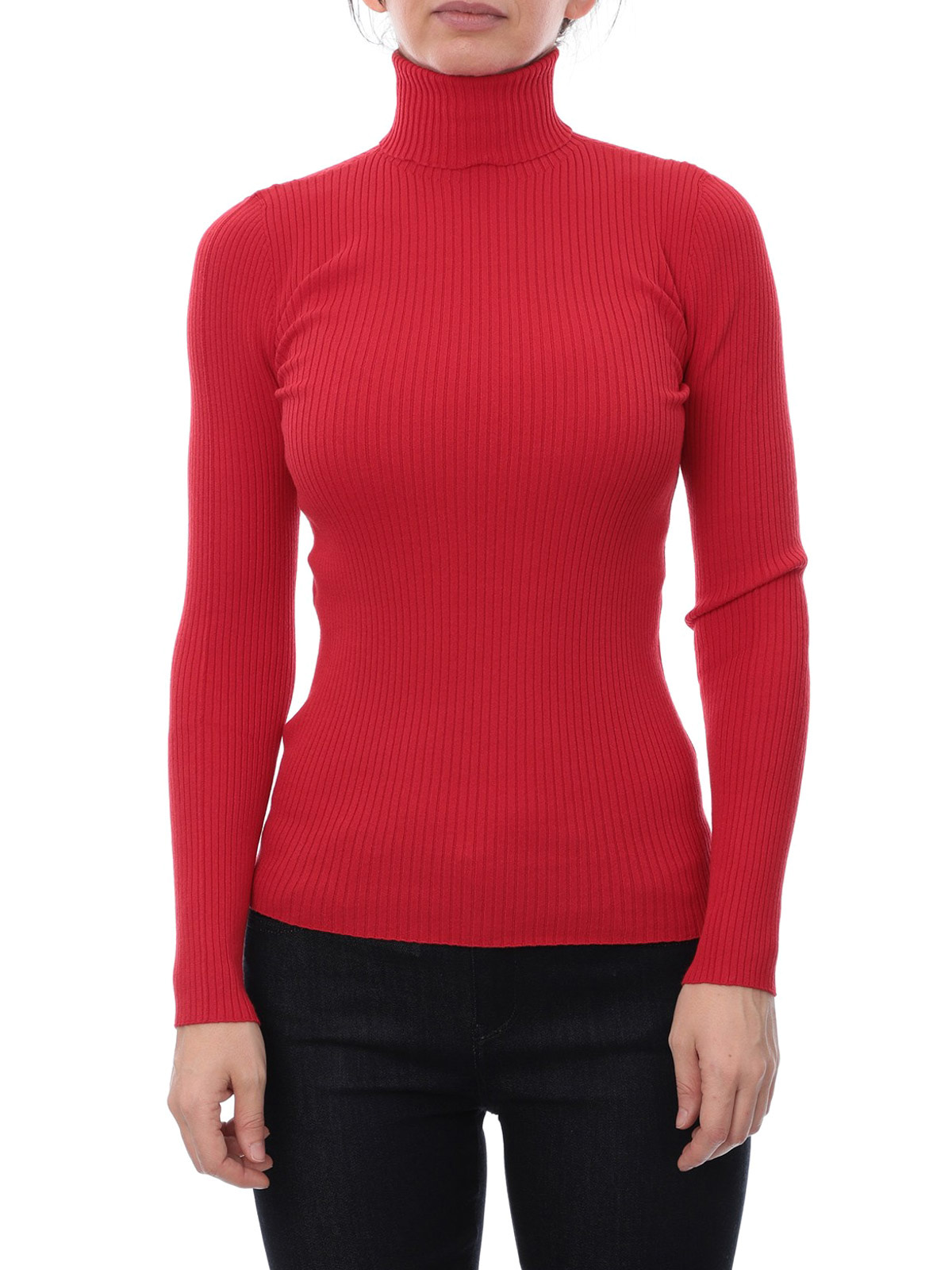 red knit turtleneck