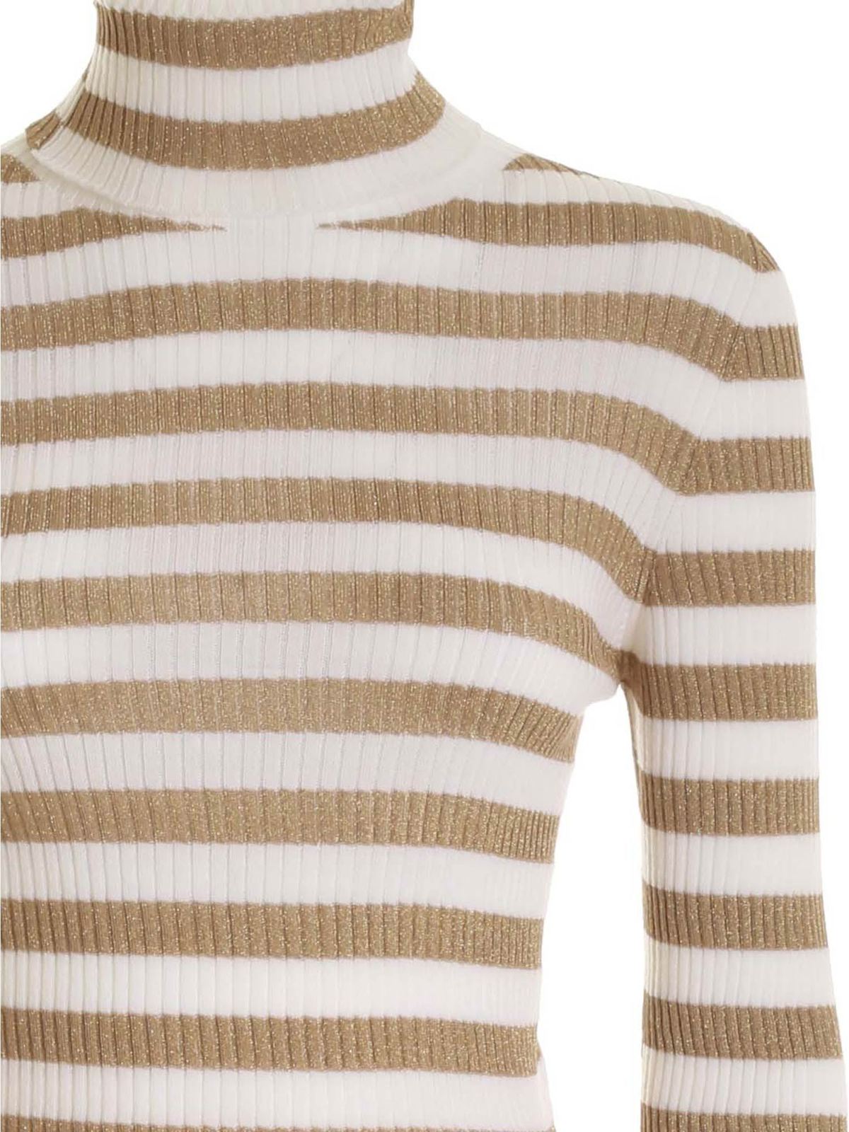 Twinset Striped turtleneck in cream and gold color Turtlenecks & Polo necks 202TT309005704