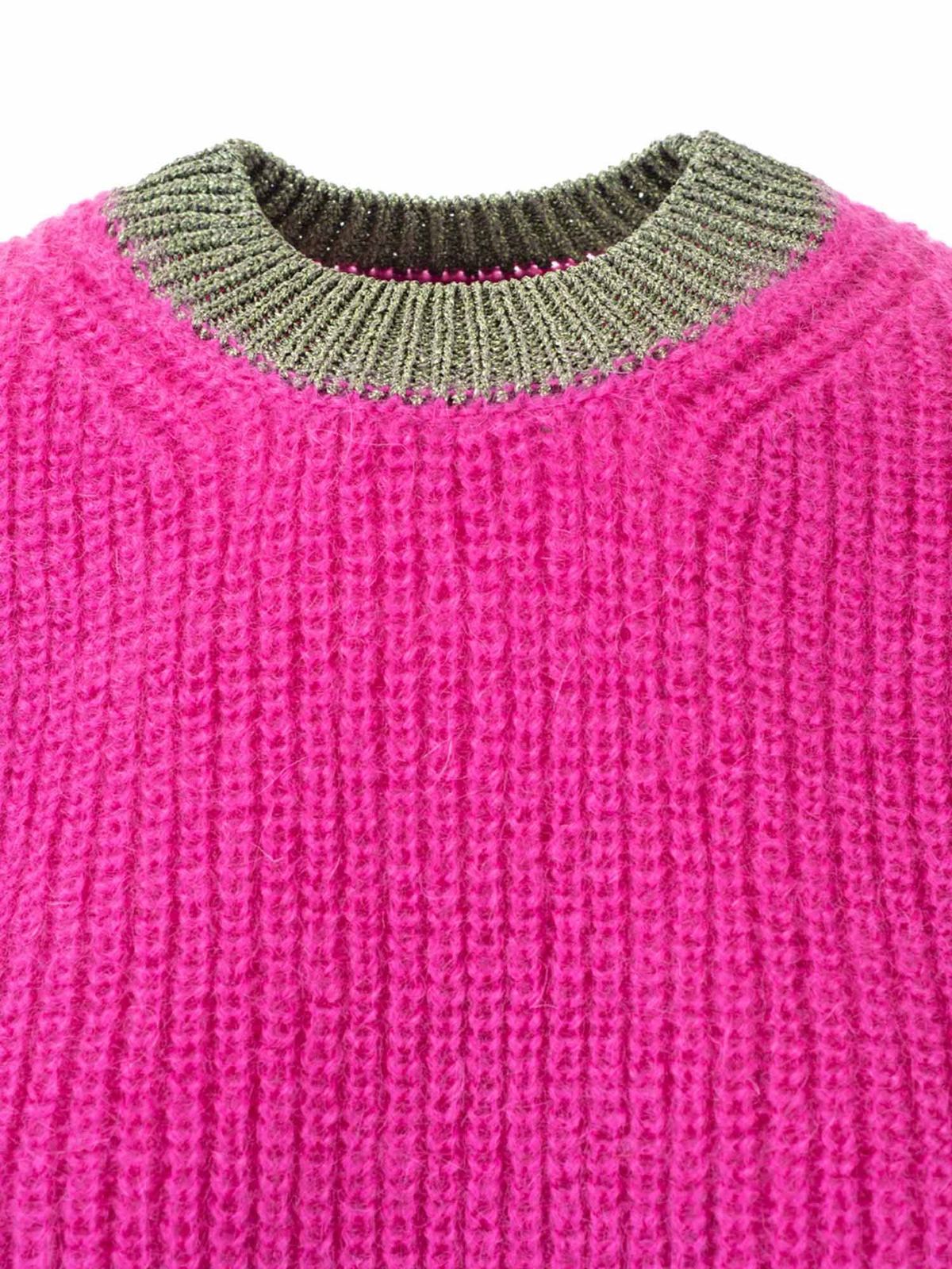 Maglia collo rotondo Valentino - Gilet in misto lana fucsia - UB3KC16T5RH66Y