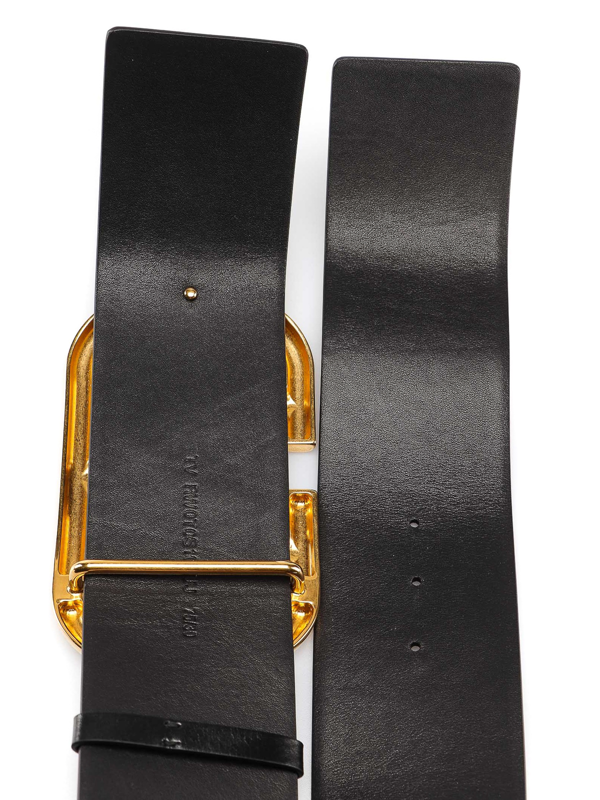Cintura in pelle nera con fibbia dorata