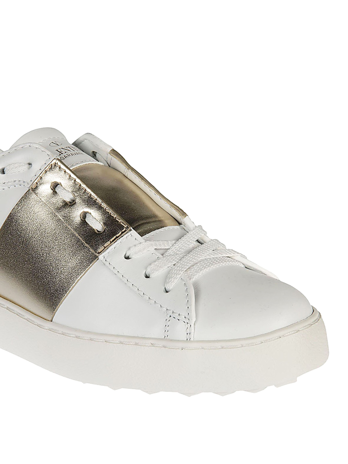 gold band leather sneakers 