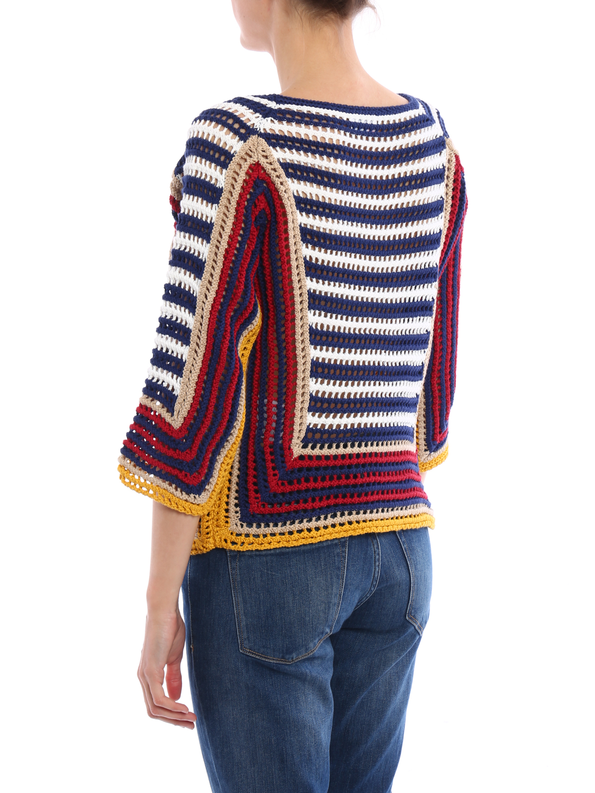 Valentino Red - Crochet pattern cotton sweater - boat necks ...