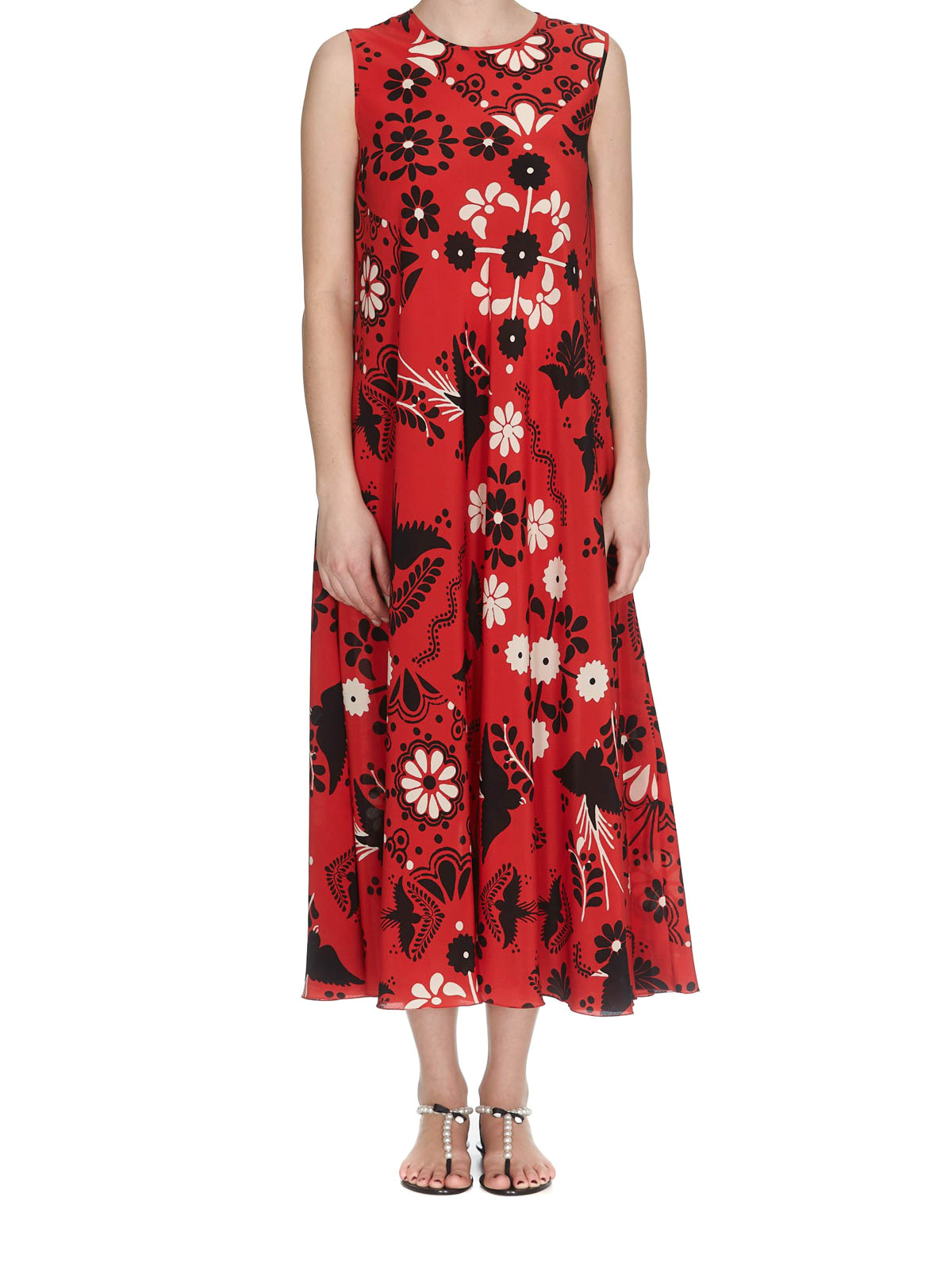 red silk cocktail dress