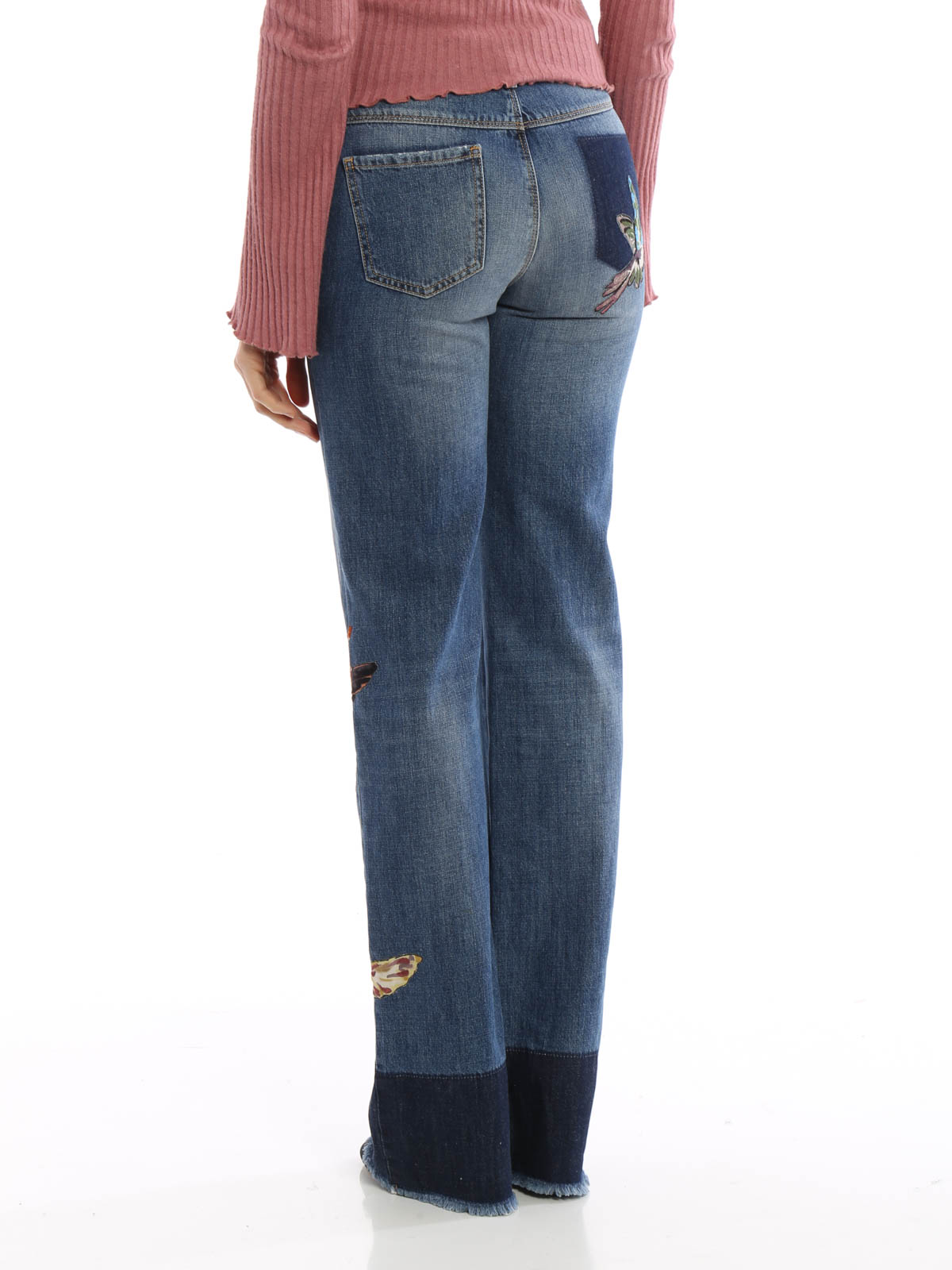 Flared jeans Valentino Red - Embroidered hummingbird jeans 